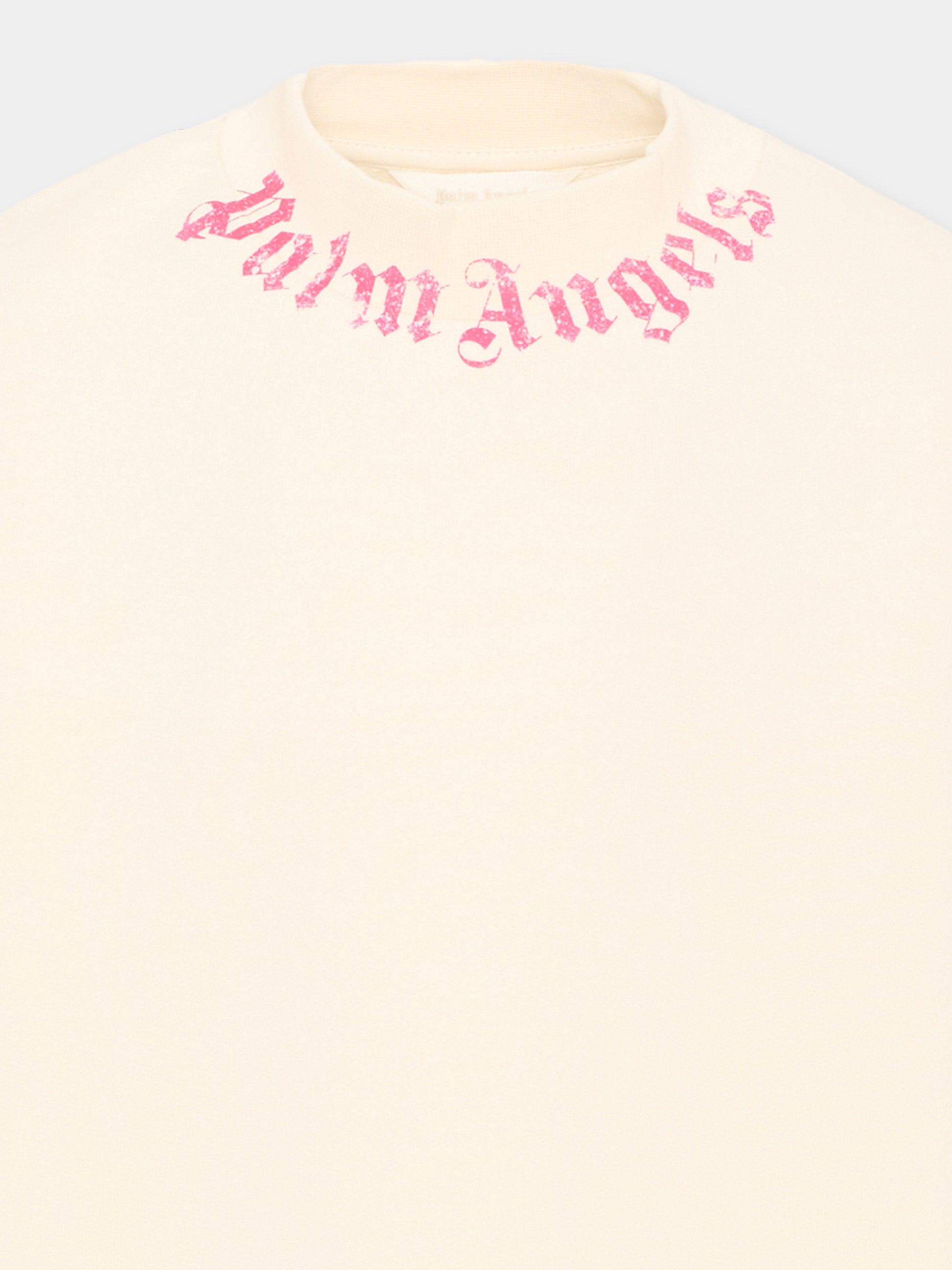 Felpa avorio per bambina con logo,Palm Angels,VPGBA013S26FLE004 002