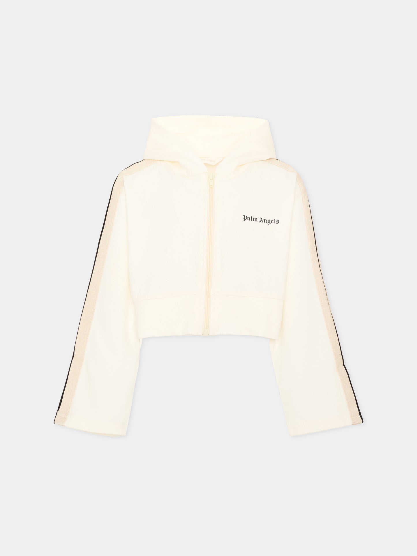Felpa con cappuccio avorio con zip,Palm Angels,PGBD00BS26FLE001 002