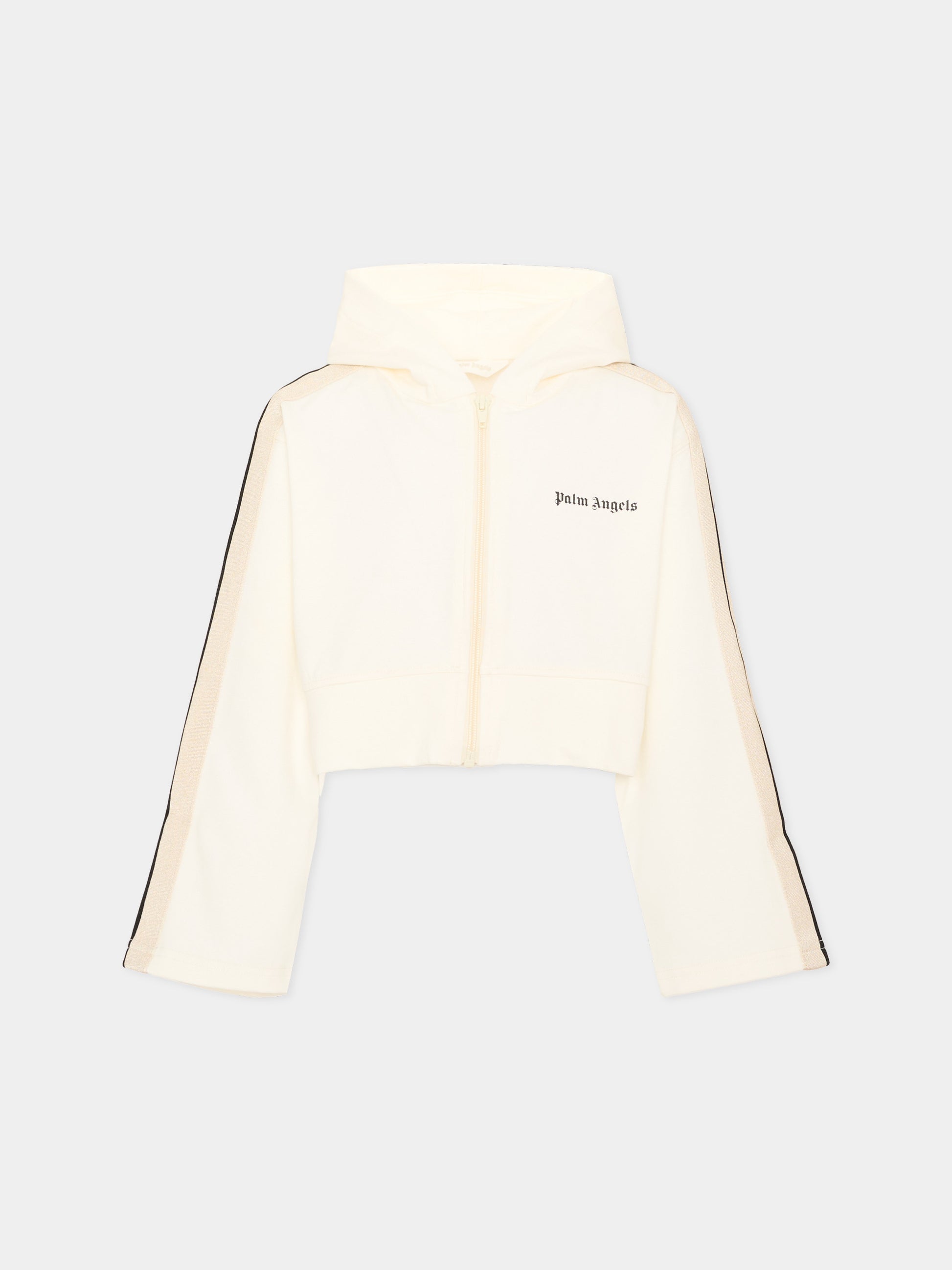 Felpa con cappuccio avorio con zip,Palm Angels,PGBD00BS26FLE001 002
