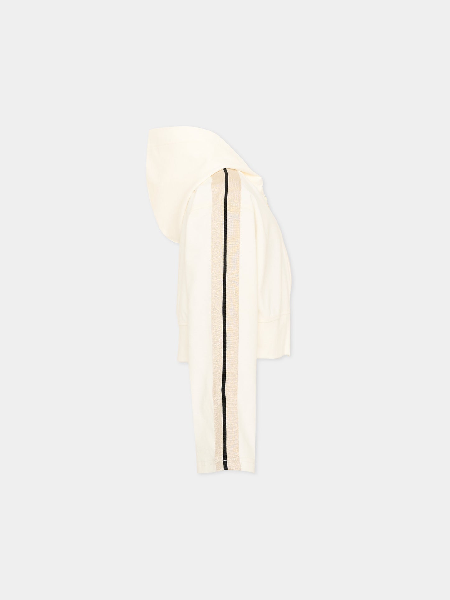 Felpa con cappuccio avorio con zip,Palm Angels,PGBD00BS26FLE001 002