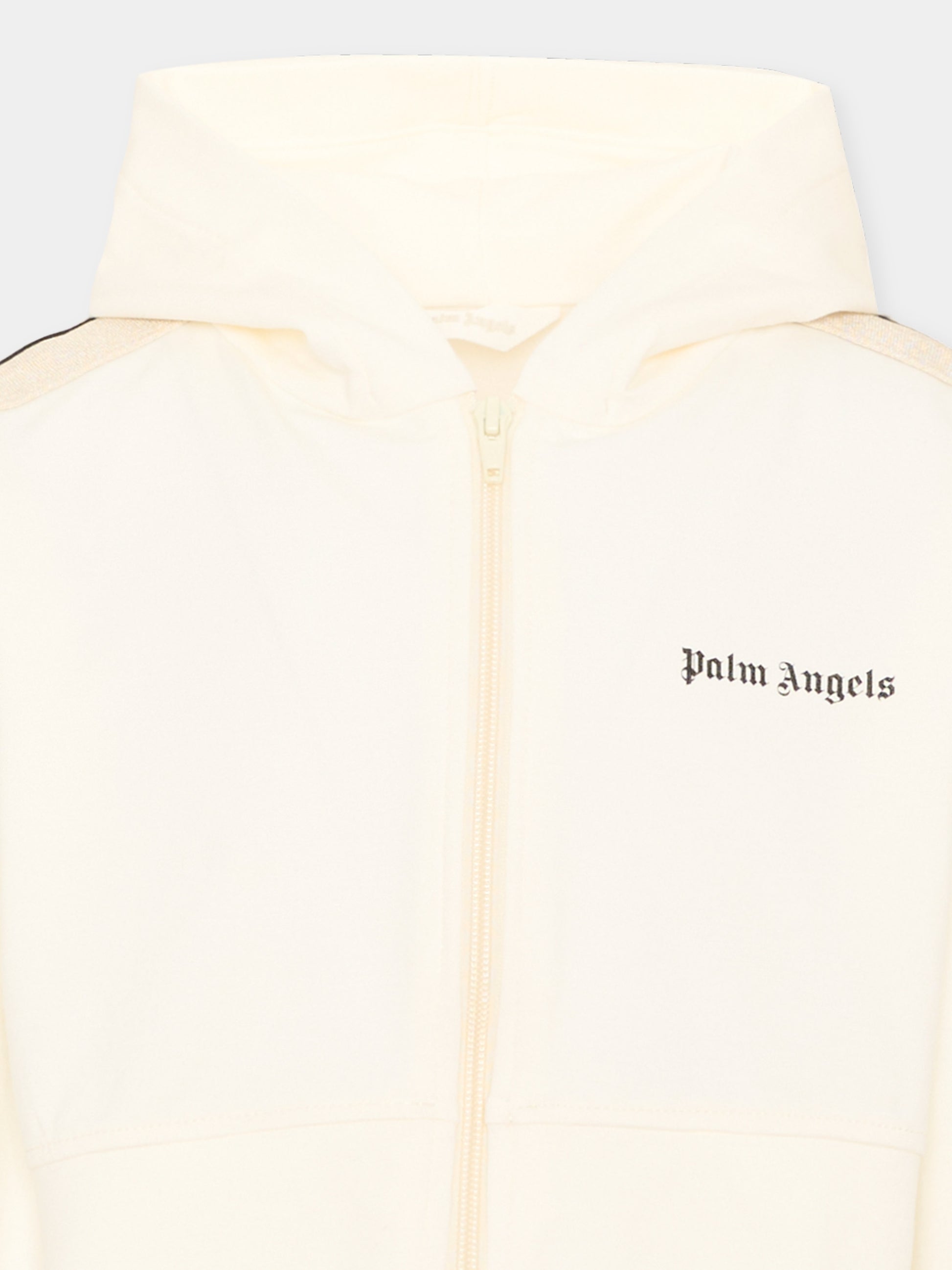 Felpa con cappuccio avorio con zip,Palm Angels,PGBD00BS26FLE001 002