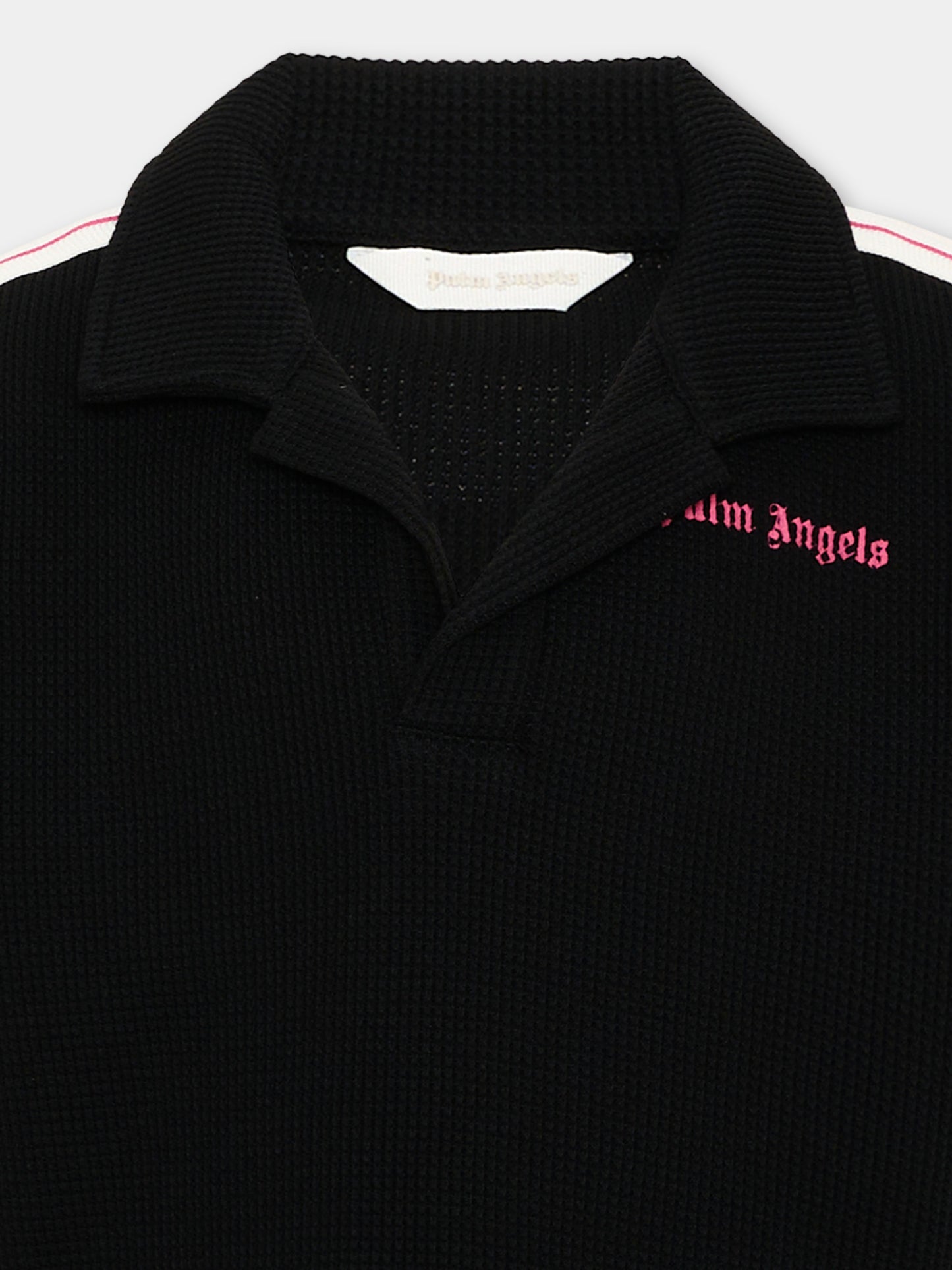Polo a manica corta nera per bambina,Palm Angels,PGGB001S26JER001 110