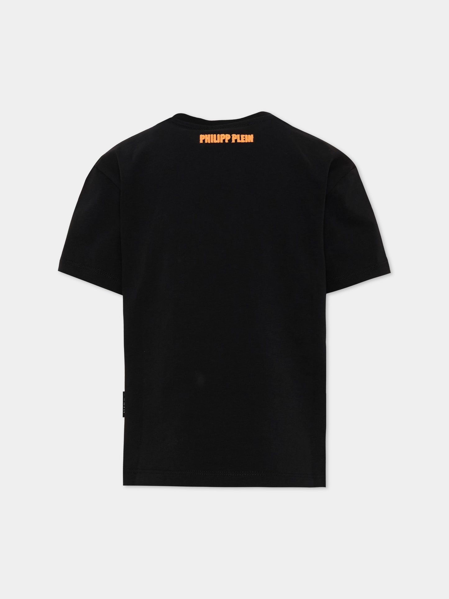 T-shirt nera per bambino con logo,Philipp Plein Junior,S6PHJBTH015 110