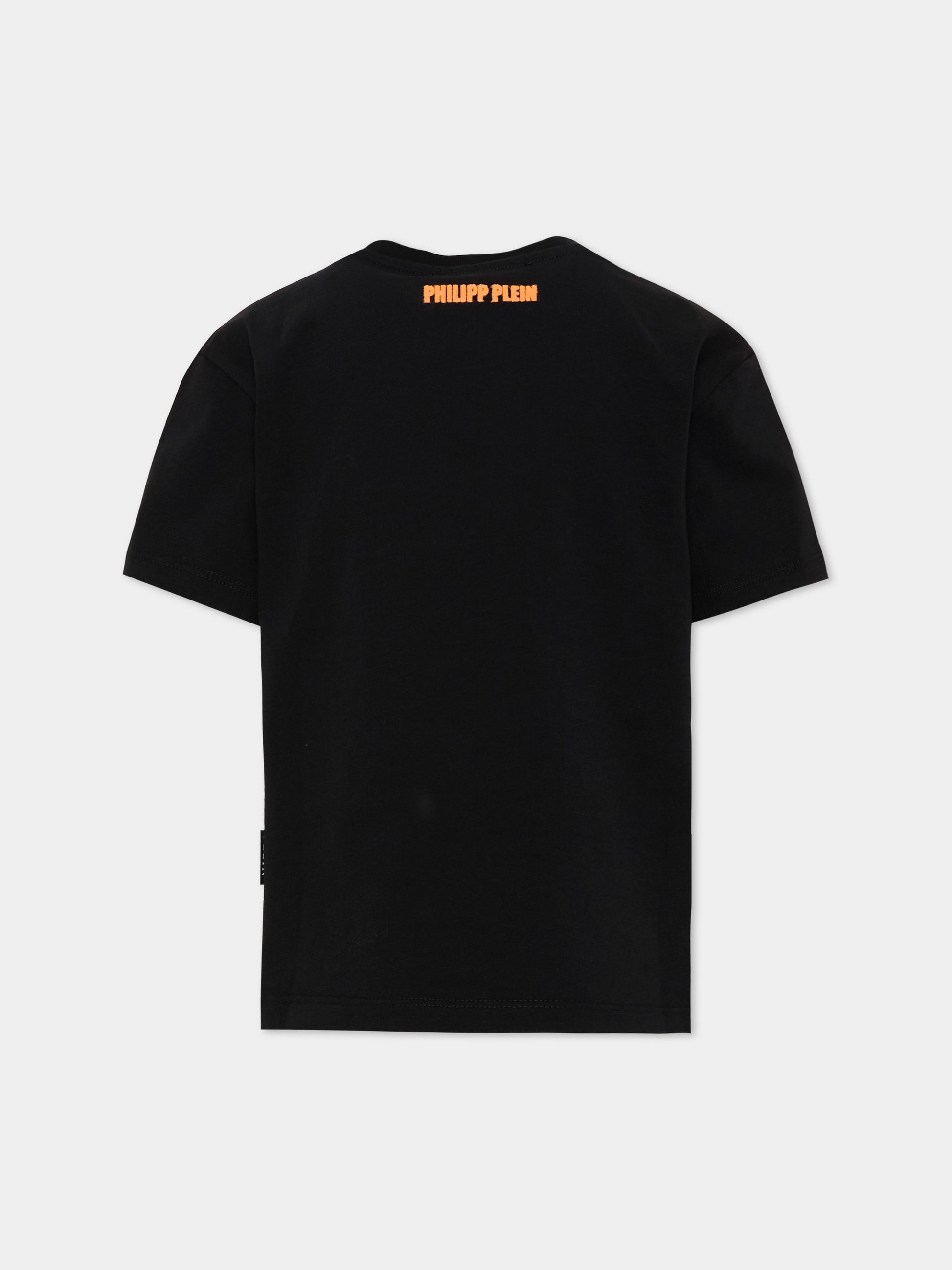 T-shirt nera per bambino con logo,Philipp Plein Junior,S6PHJBTH015 110