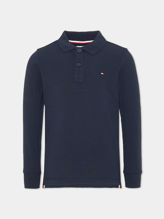 Polo a manica lunga blu per bambino,Tommy Hilfiger Junior,KB0KB09664 C1G