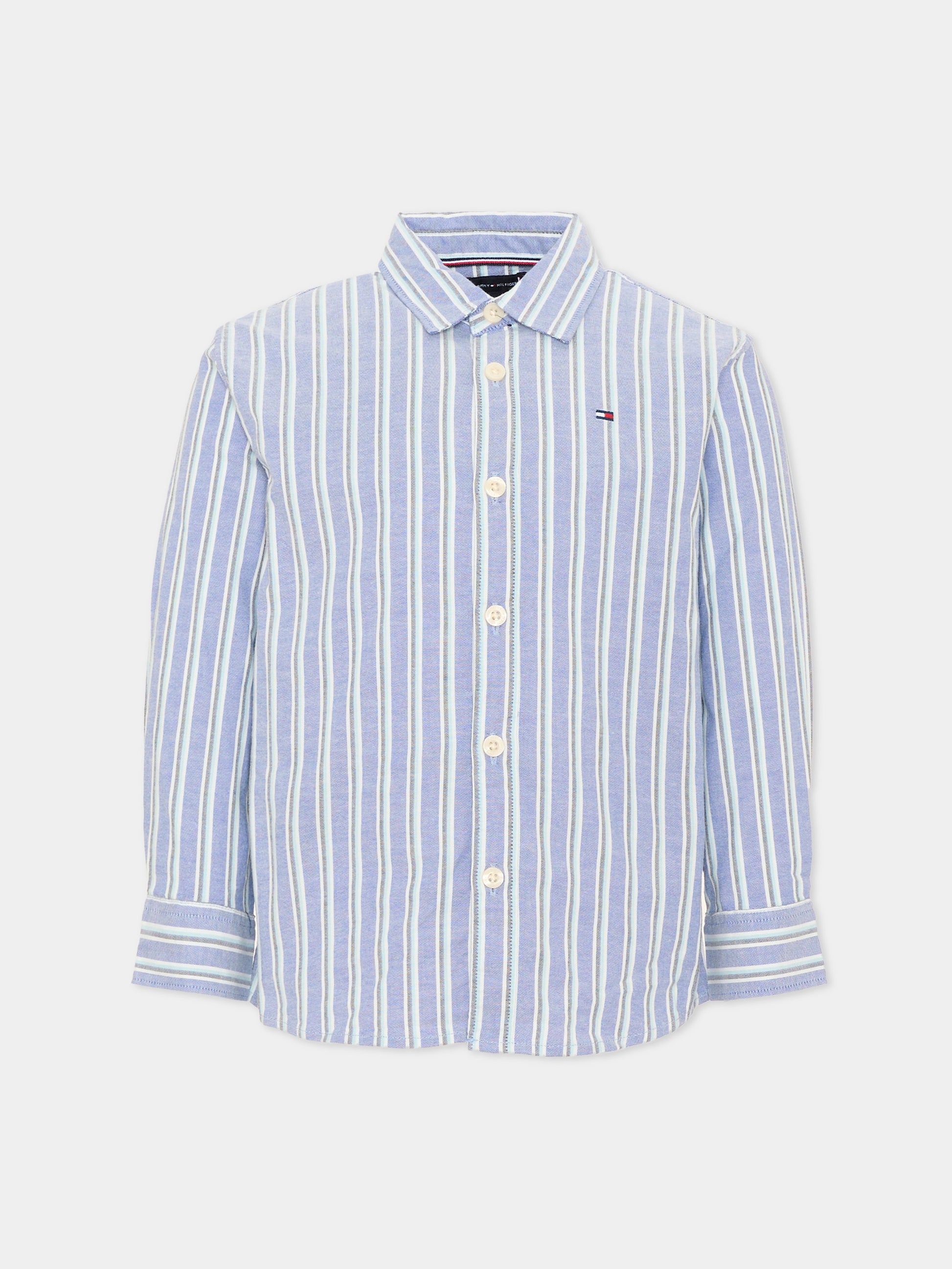 Camicia a manica lunga blu per bambino a righe,Tommy Hilfiger Junior,KB0KB10066 C8M