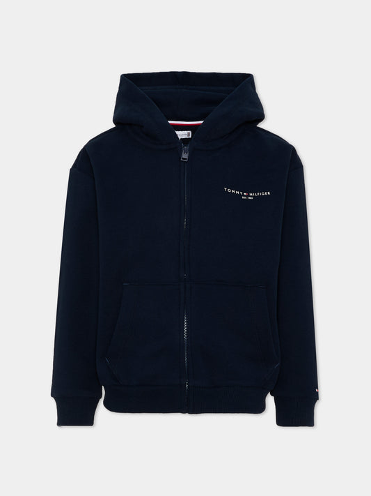 Felpa con cappuccio blu per bambino,Tommy Hilfiger Junior,KS0KS00726 C1G