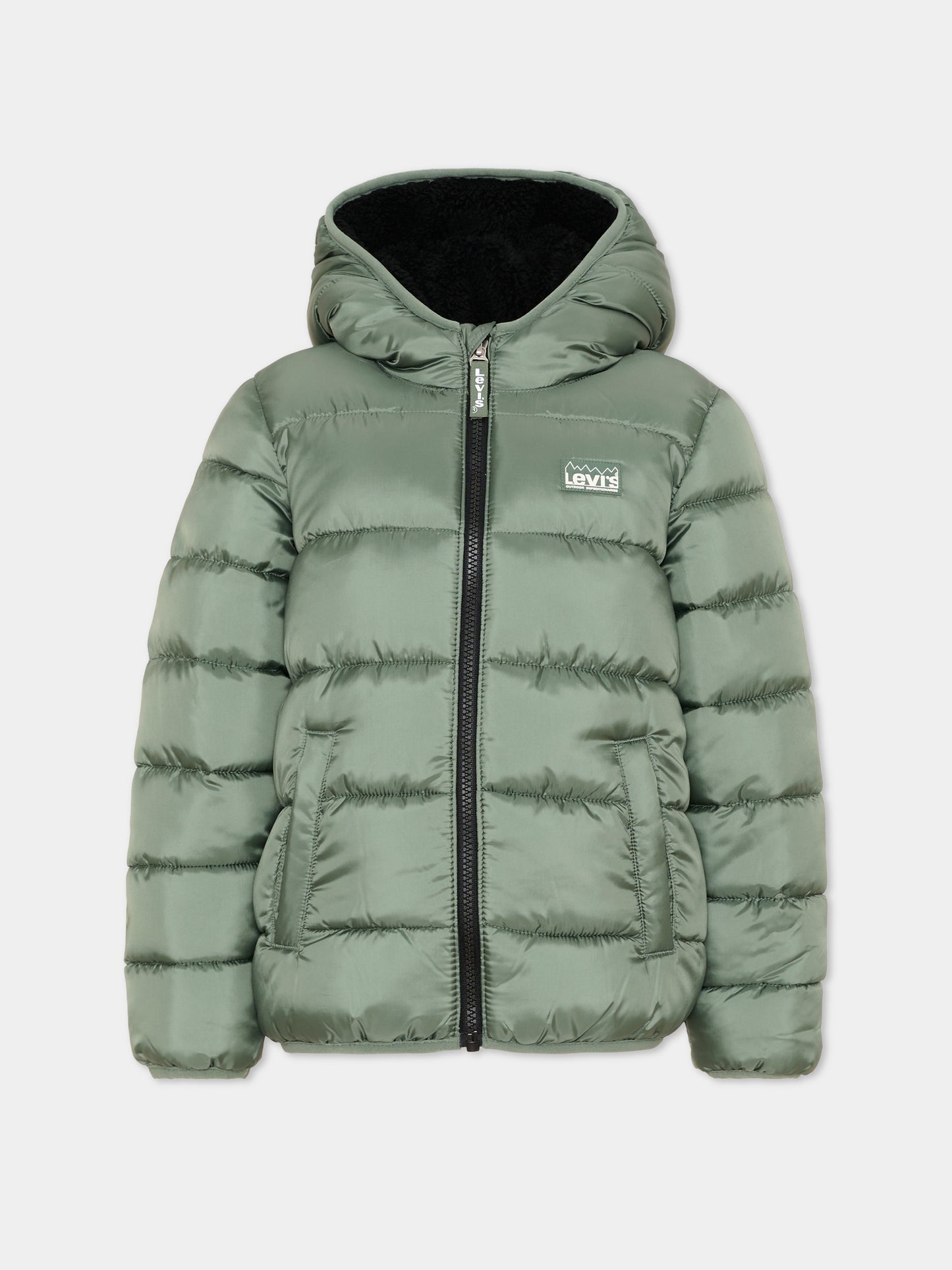 Piumini verde per bambino con cappuccio,Levi's Kids,8EN628 F7P