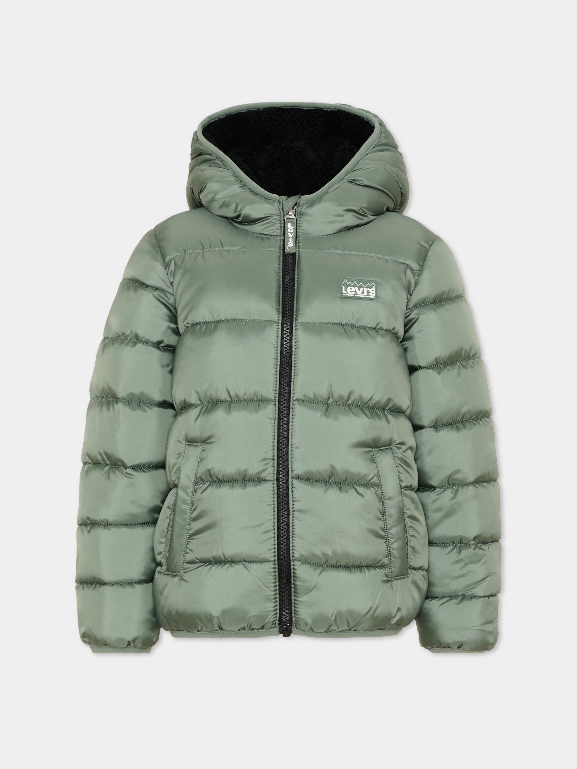 Piumini verde per bambino con cappuccio,Levi's Kids,8EN628 F7P