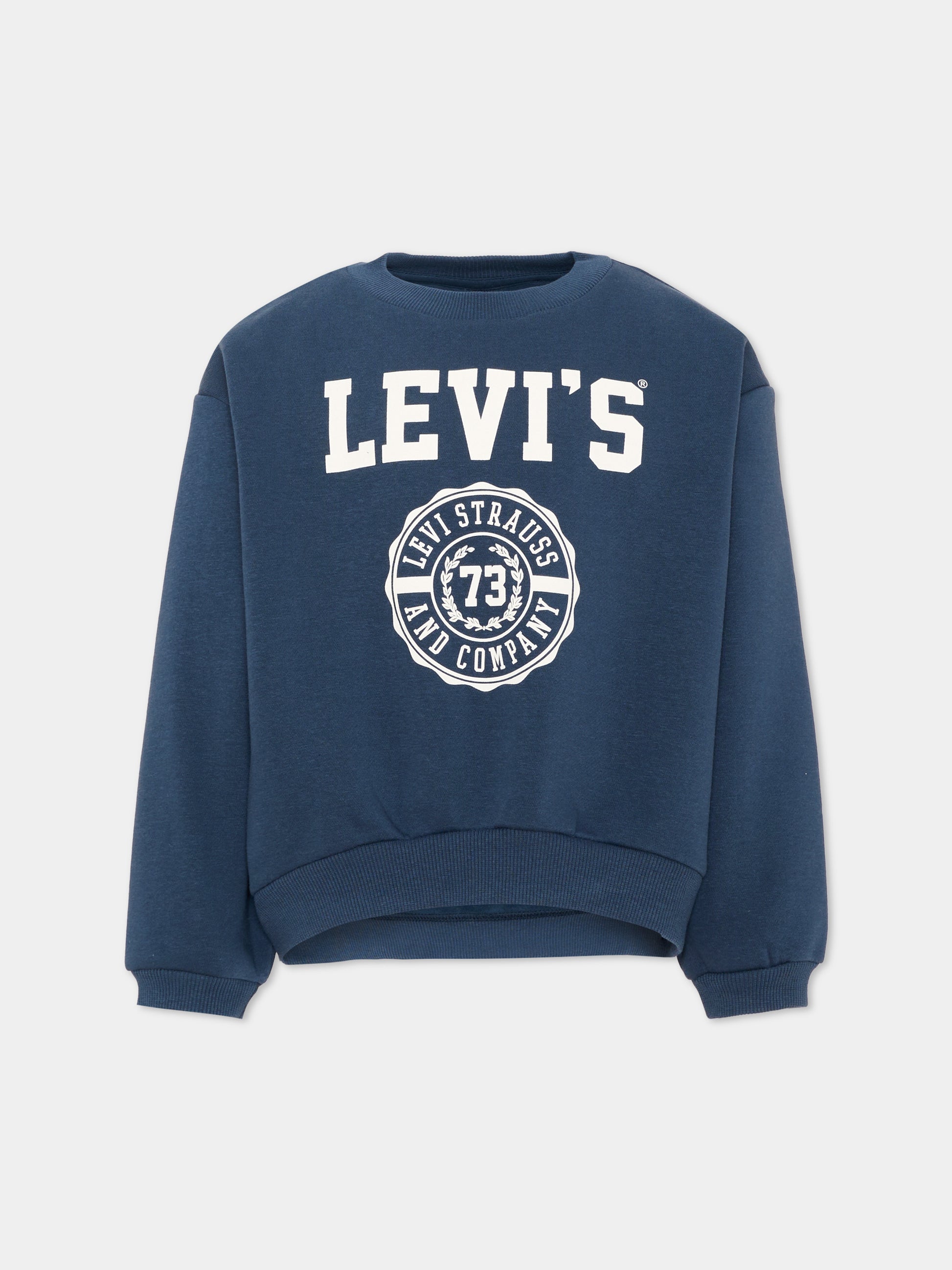 Felpa blu per bambini con logo,Levi's Kids,4EN514 UF3