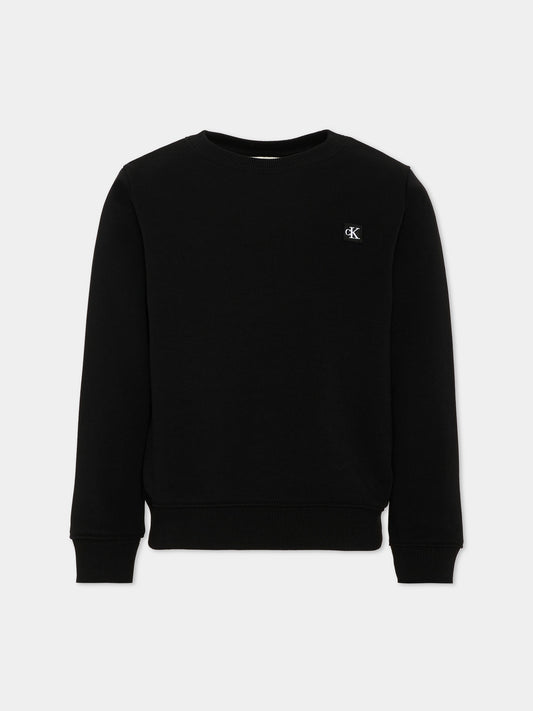 Felpa nera per bambini logo CK,Calvin Klein Kids,LV1CKSJB33 BEH