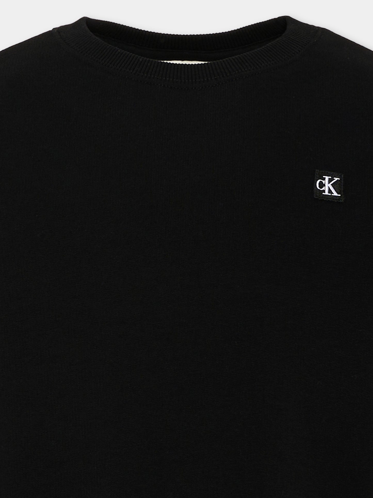 Felpa nera per bambini logo CK,Calvin Klein Kids,LV1CKSJB33 BEH