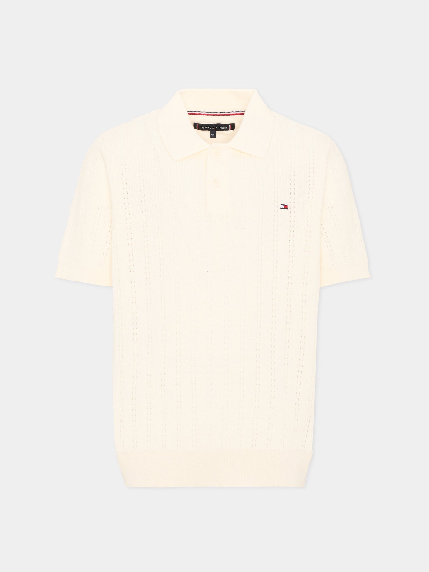 Polo a manica corta avorio per bambino,Tommy Hilfiger Junior,KB0KB10251 YA8