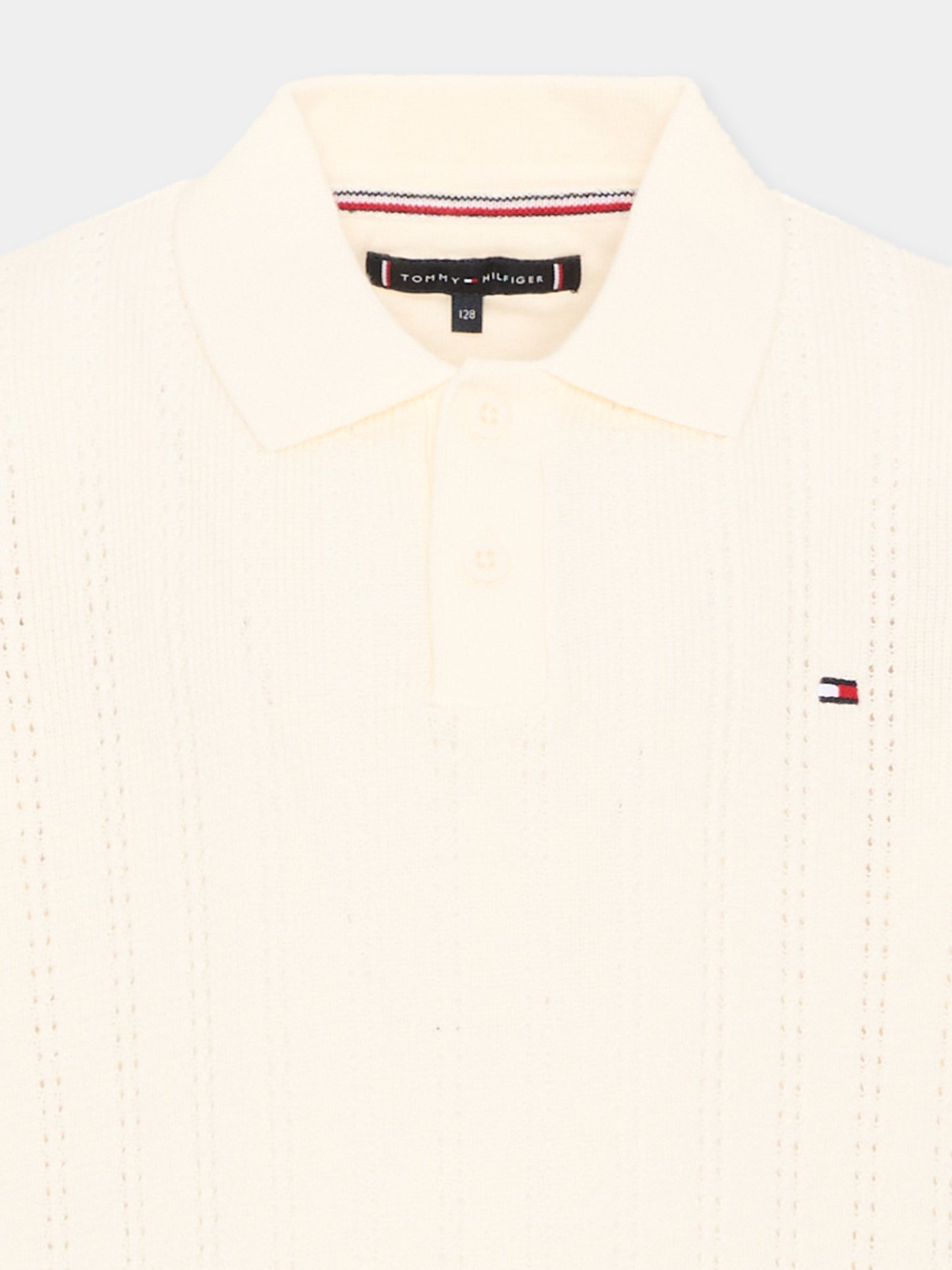 Polo a manica corta avorio per bambino,Tommy Hilfiger Junior,KB0KB10251 YA8