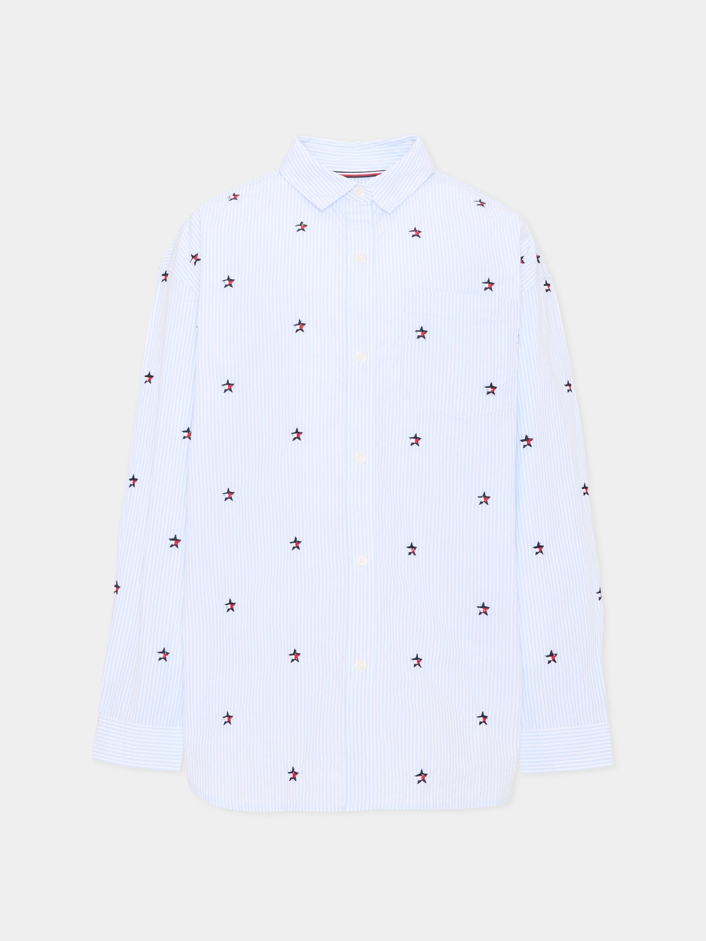 Camicia a manica lunga azzurra per bambino stelle ricamate,Tommy Hilfiger Junior,KG0KG09306 C3Q