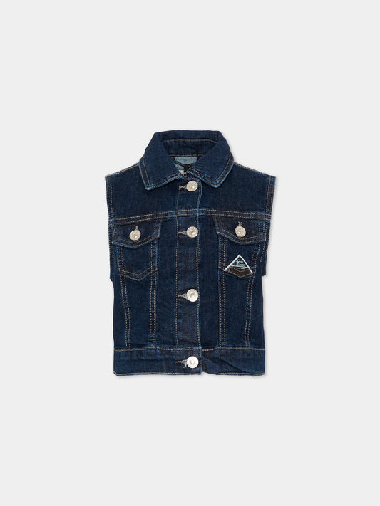 Gilet denim per bambina con logo,Roy Roger's Kids,RG152 0 7750