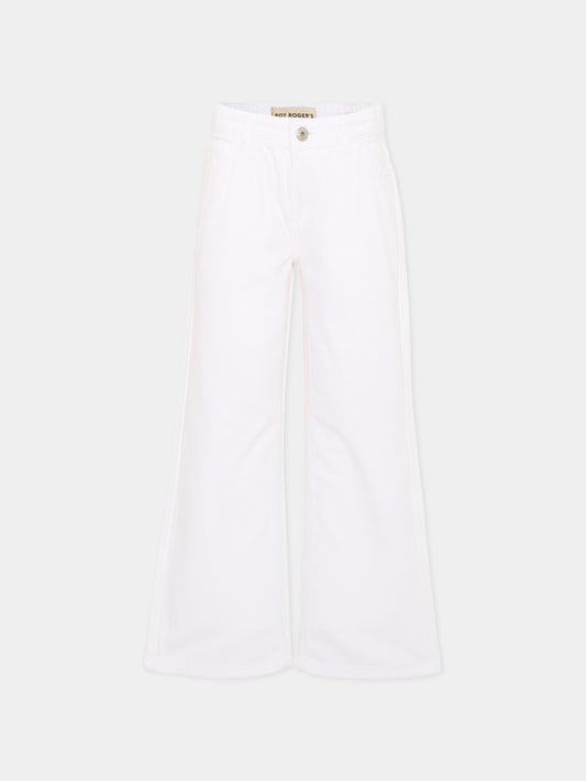 Jeans bianco per bambina gamba ampia,Roy Roger's Kids,RG181 0 113