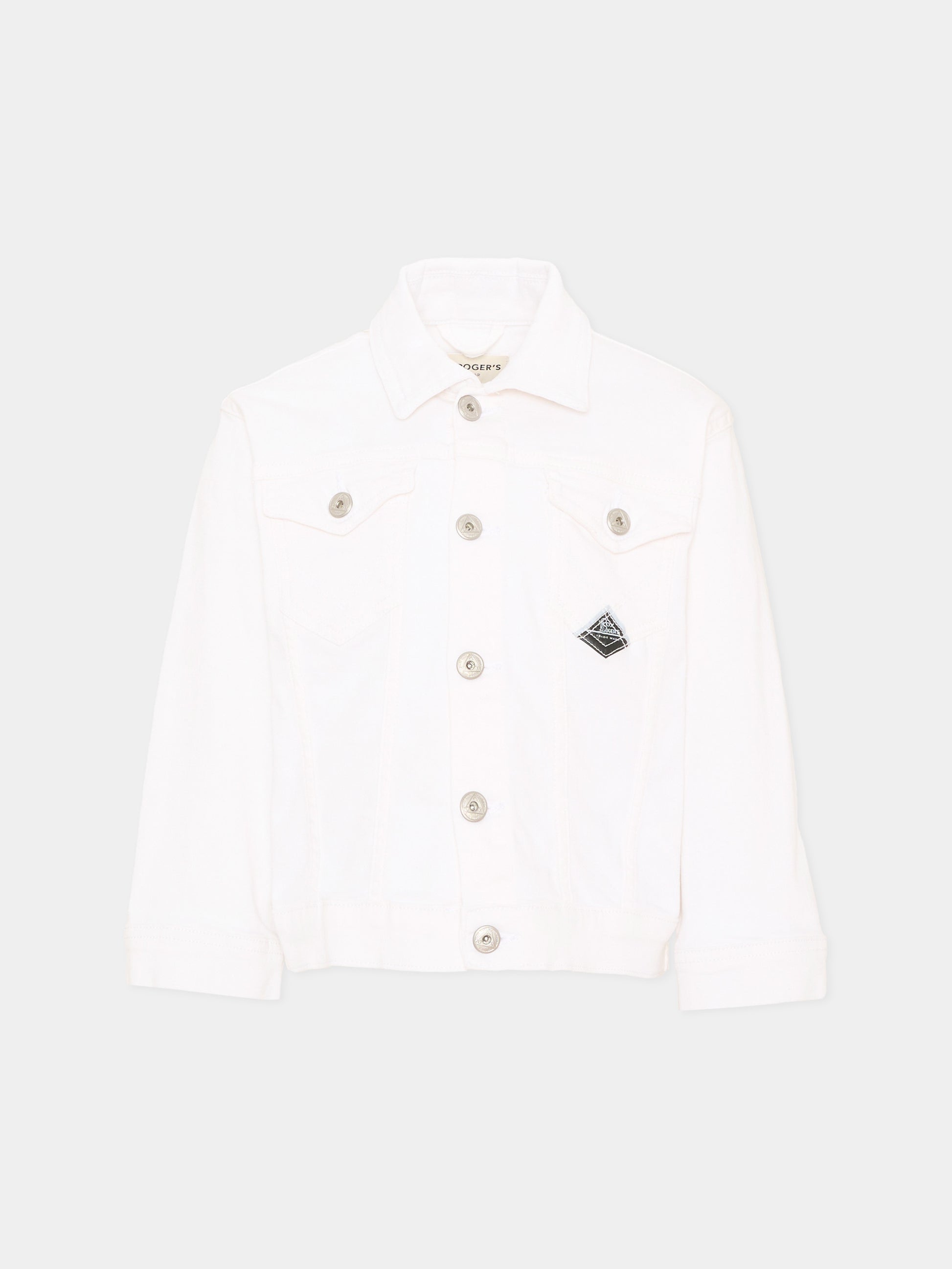 Giubbotto Di Jeans bianco per bambino con logo,Roy Roger's Kids,RG111 0 113