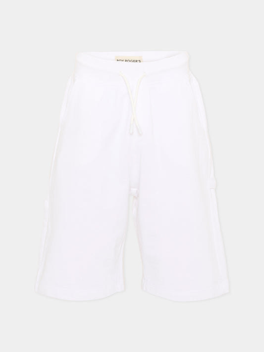 Shorts sportivi bianchi per bambino,Roy Roger's Kids,RG141 0 113