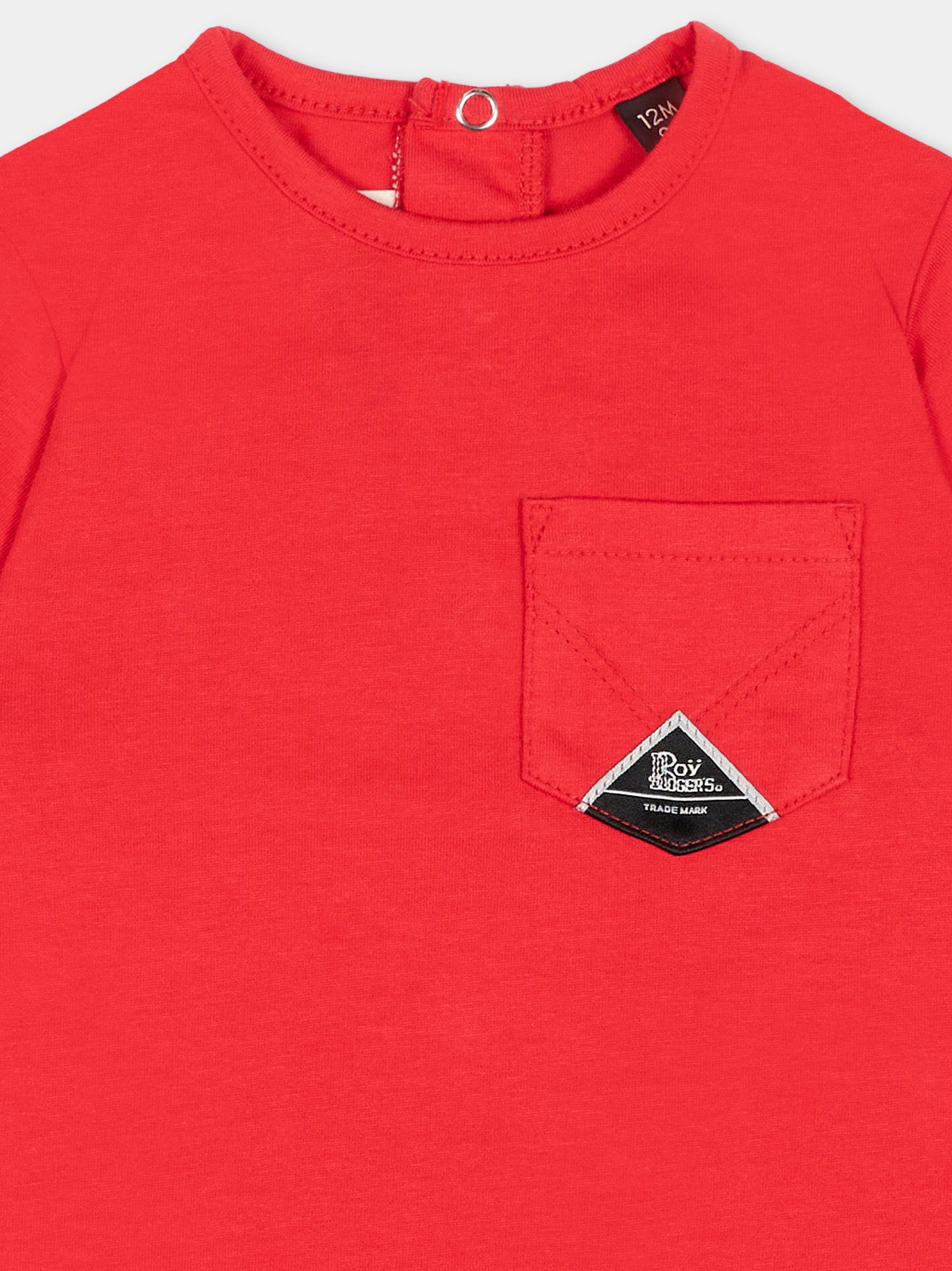 T-Shirt a manica corta rossa per neonato tasca logo,Roy Roger's Kids,RG188 0 2255
