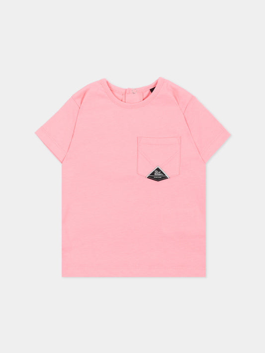 T-shirt a manica corta rosa per neonata tasca logo,Roy Roger's Kids,RG188 0 2362