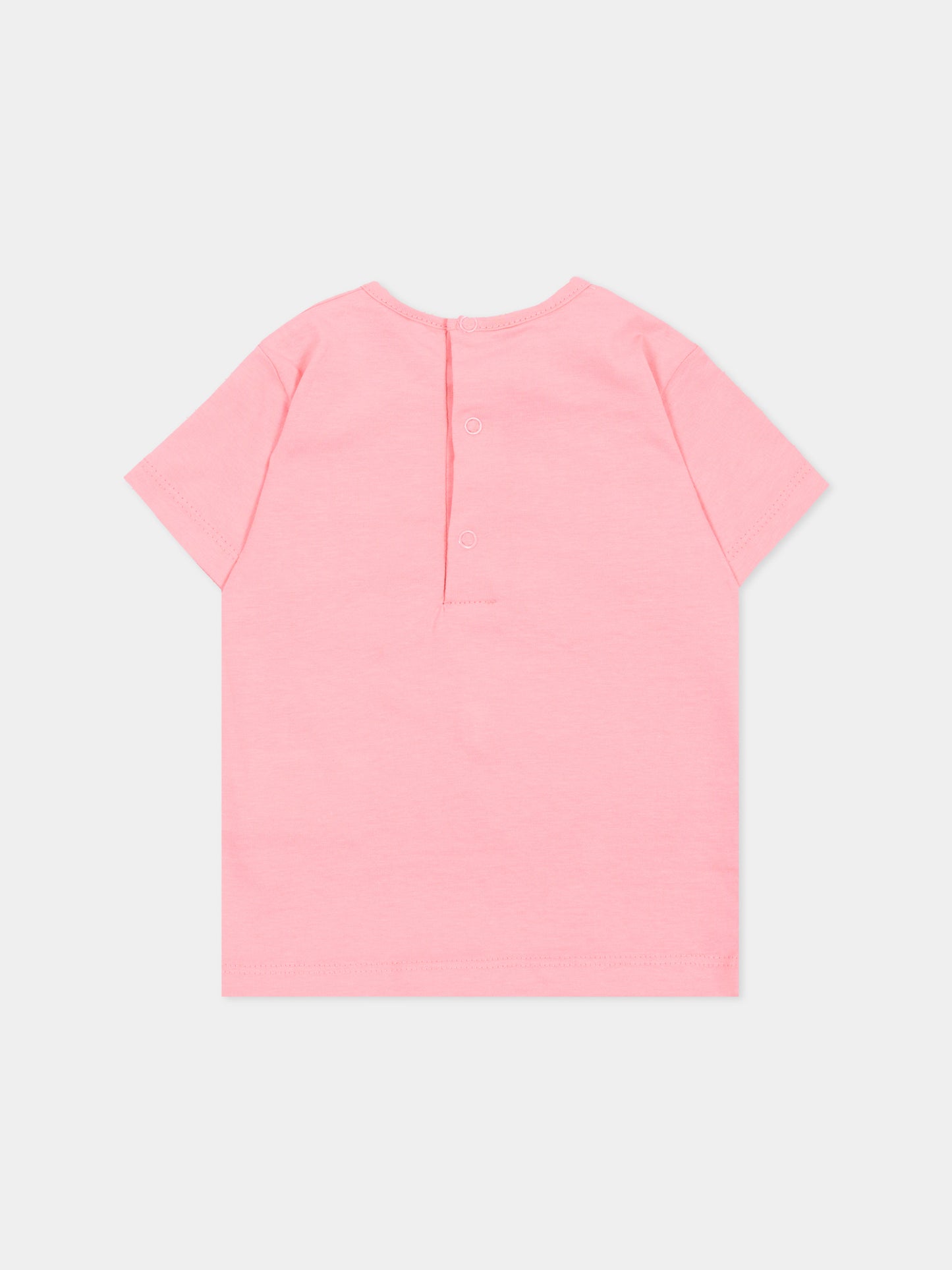 T-shirt a manica corta rosa per neonata tasca logo,Roy Roger's Kids,RG188 0 2362