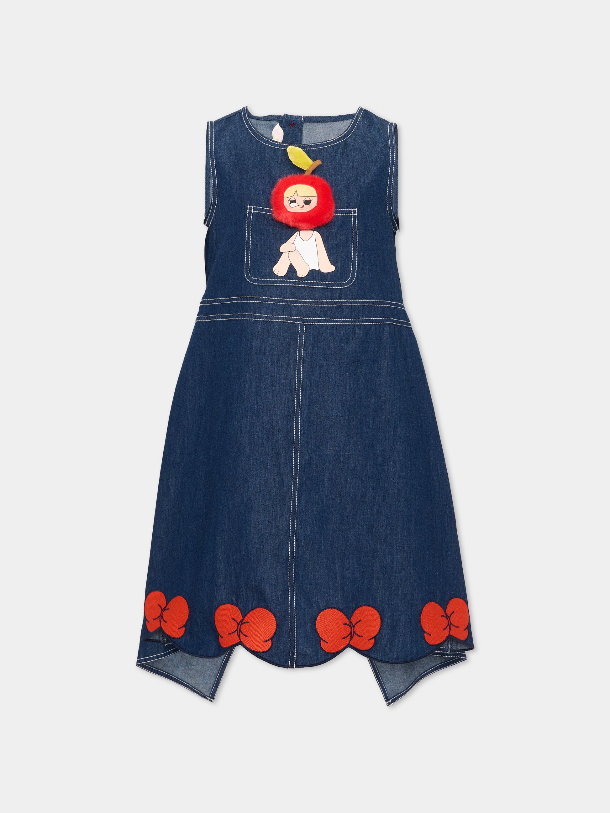 Vestito a manica corta blu per bambina,Poco Blush,SS26373