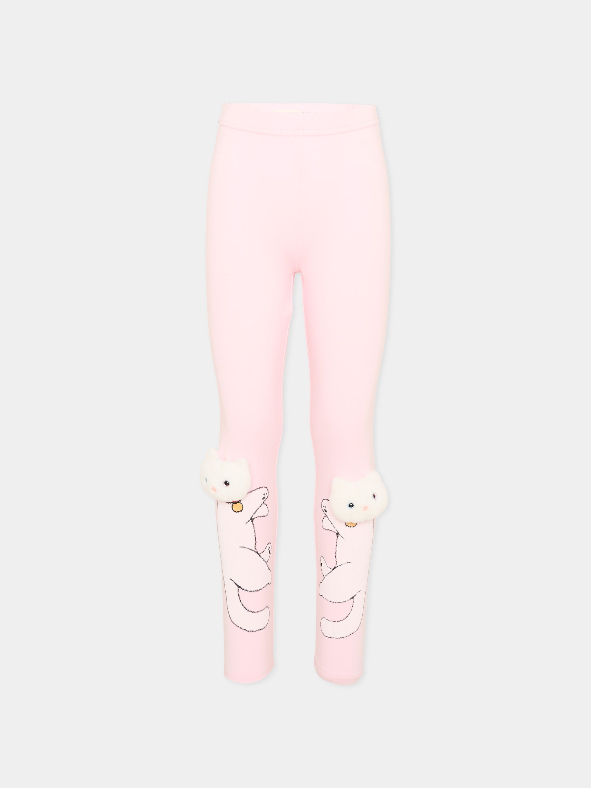 Leggings rosa per bambina gatti 3D,Poco Blush,SS26242