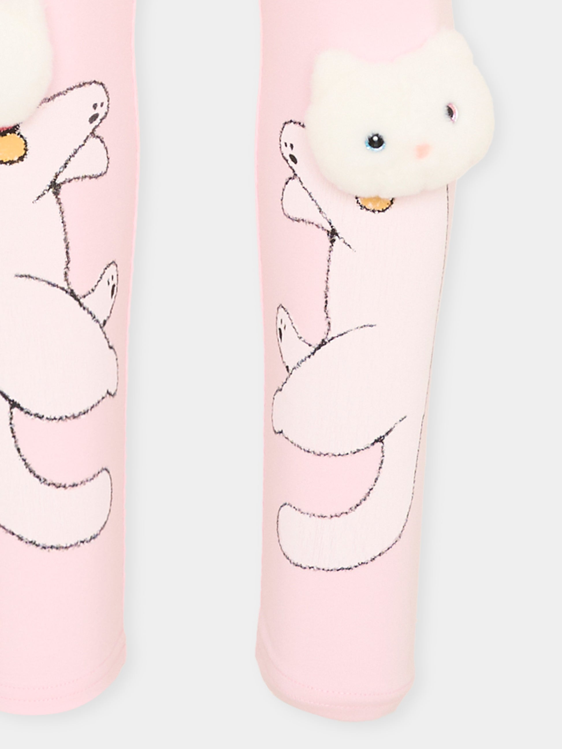 Leggings rosa per bambina gatti 3D,Poco Blush,SS26242