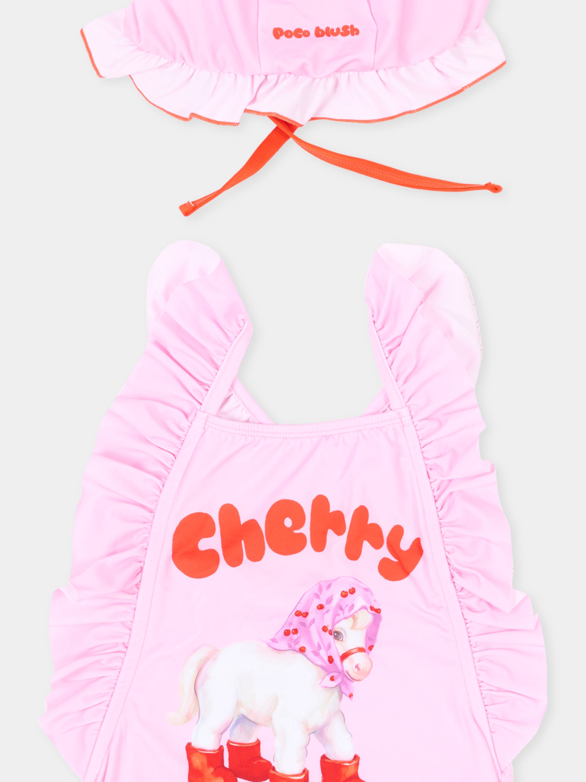 Costume intero rosa per bambina con pony,Poco Blush,SS264106