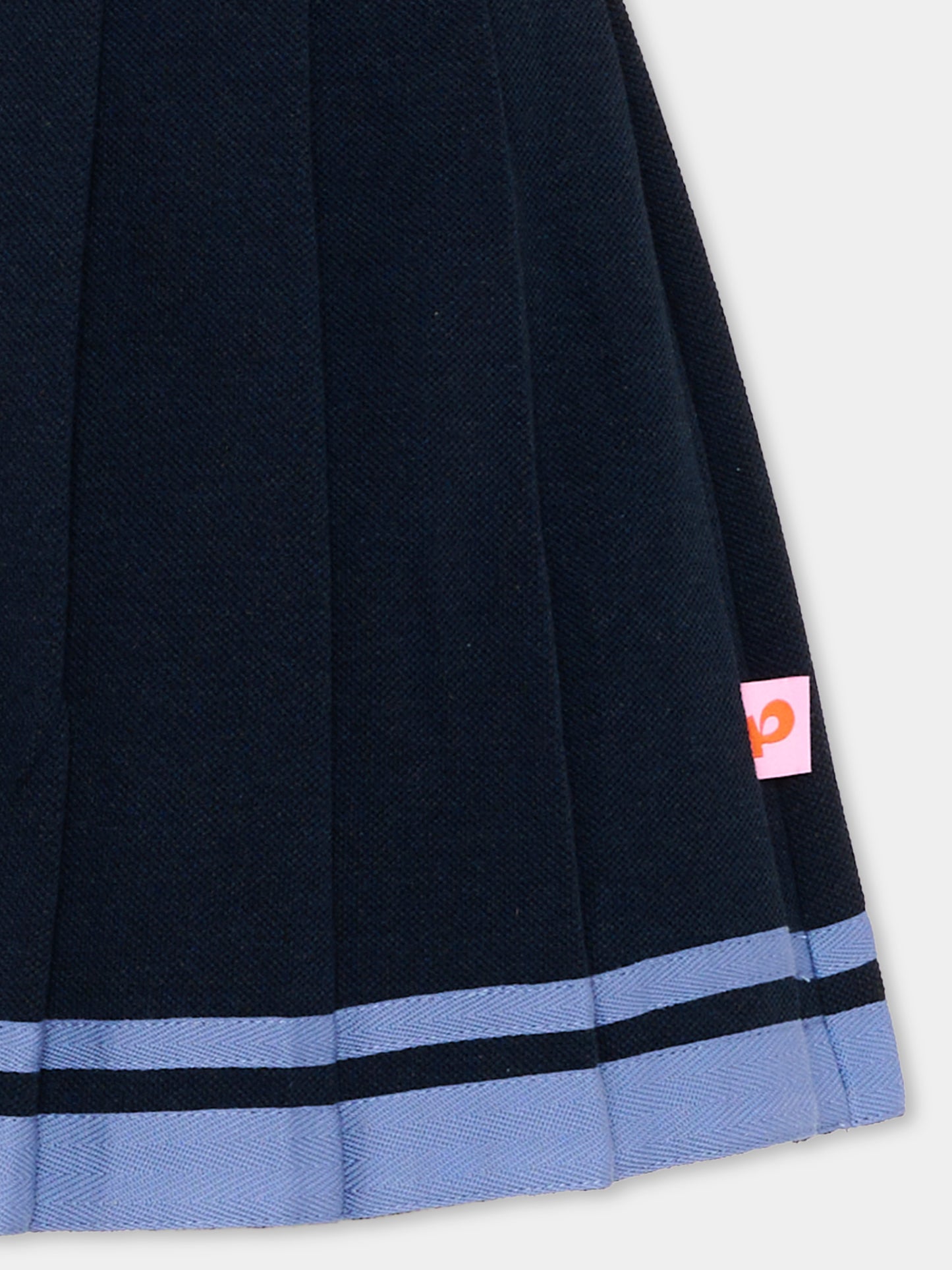 Gonna blu per bambina con logo,Poco Blush,SS26120