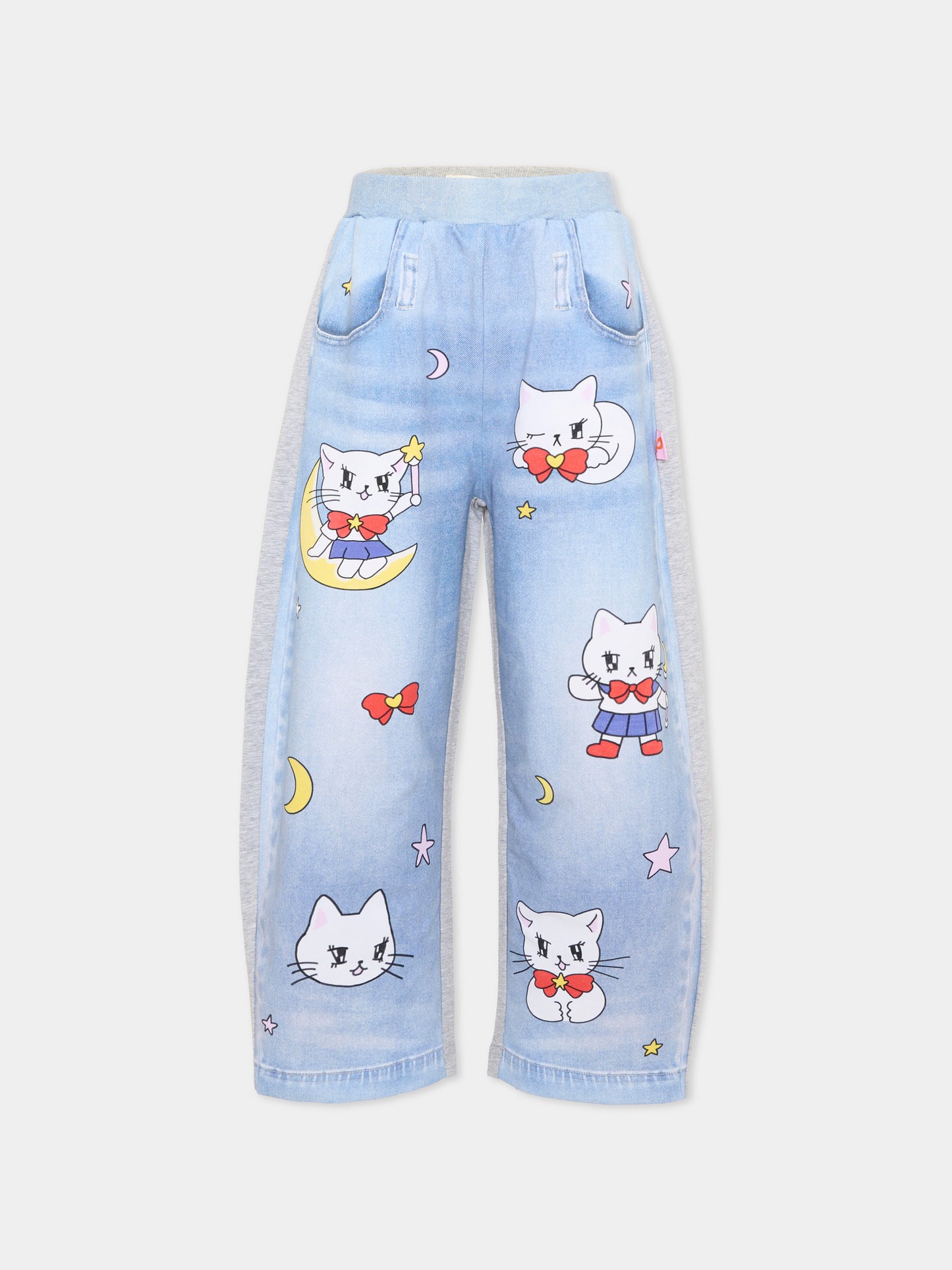 Pantalone blu per bambina con gatti,Poco Blush,SS26214