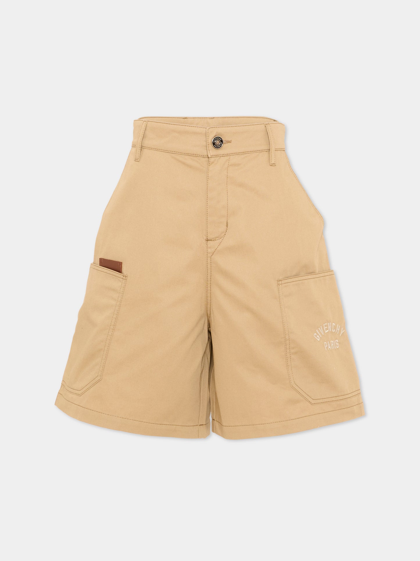 Shorts marrone per bambino con logo