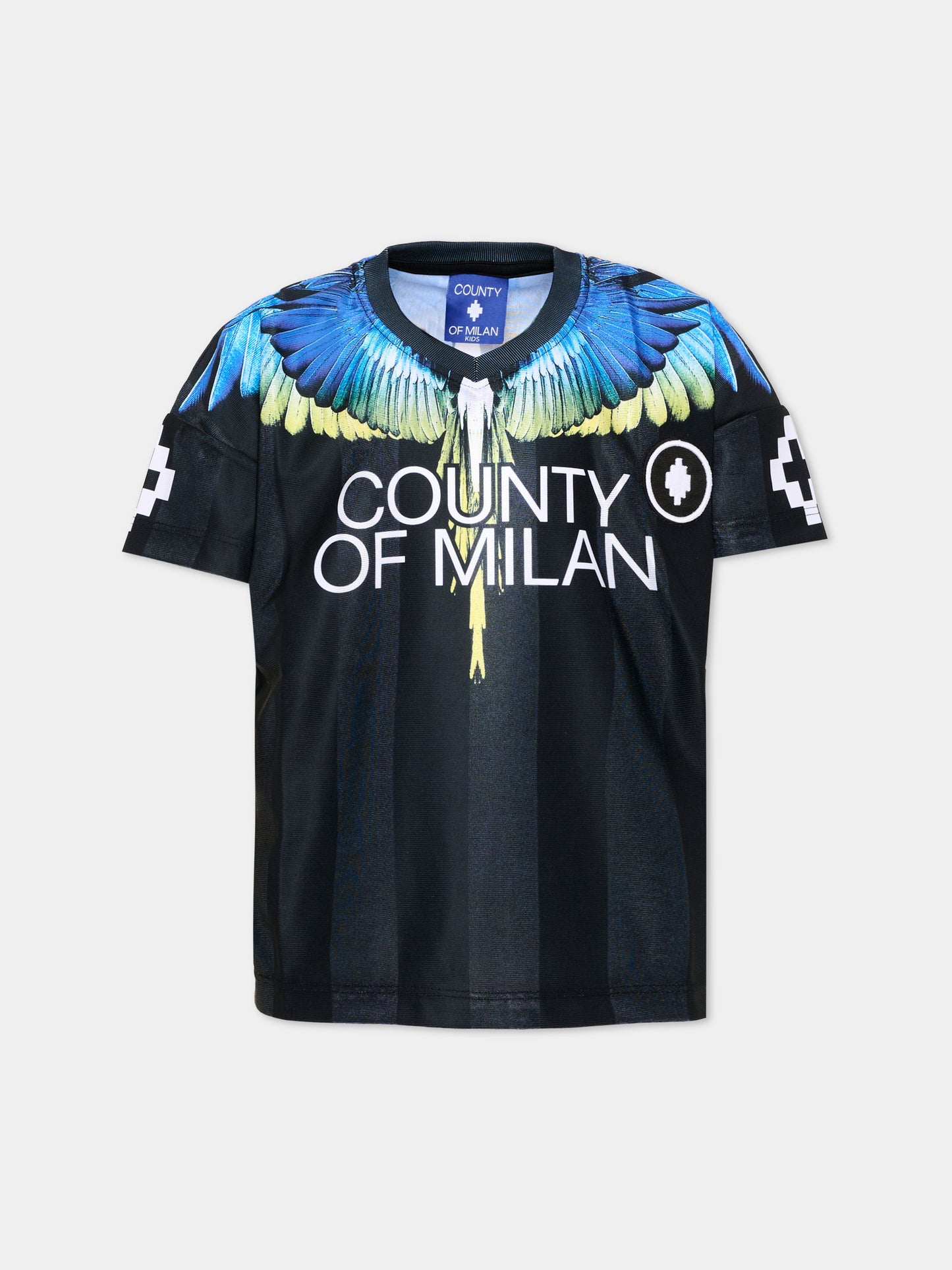 T-shirt nera per bambino con ali,County Of Milan Kids,S6CMJBTH003 110