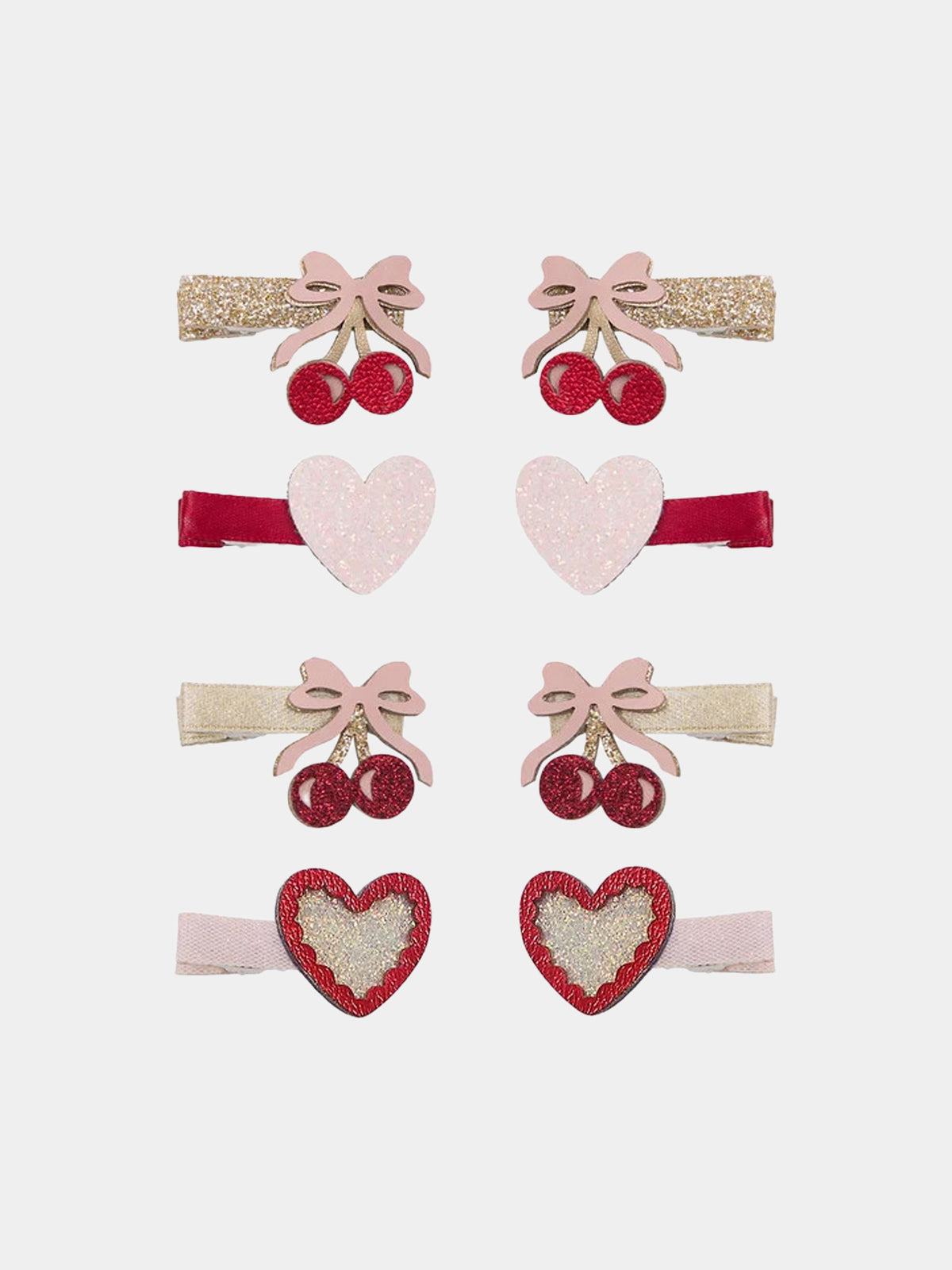 Set fermagli multicolor per bambina con cuori e ciliegie
