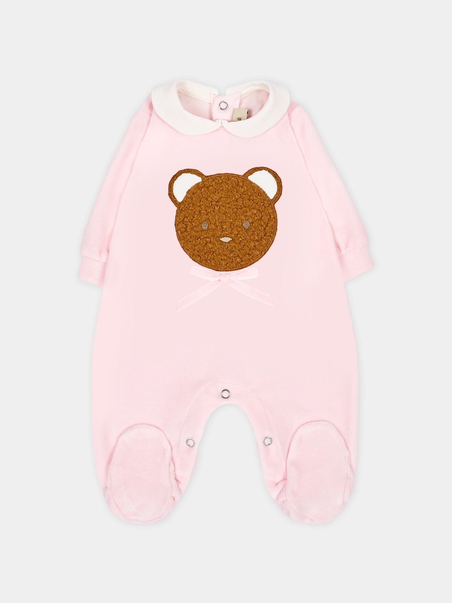 Tutina rosa per neonata con orsetto in ciniglia,Le Boo Beebè,CB040 30