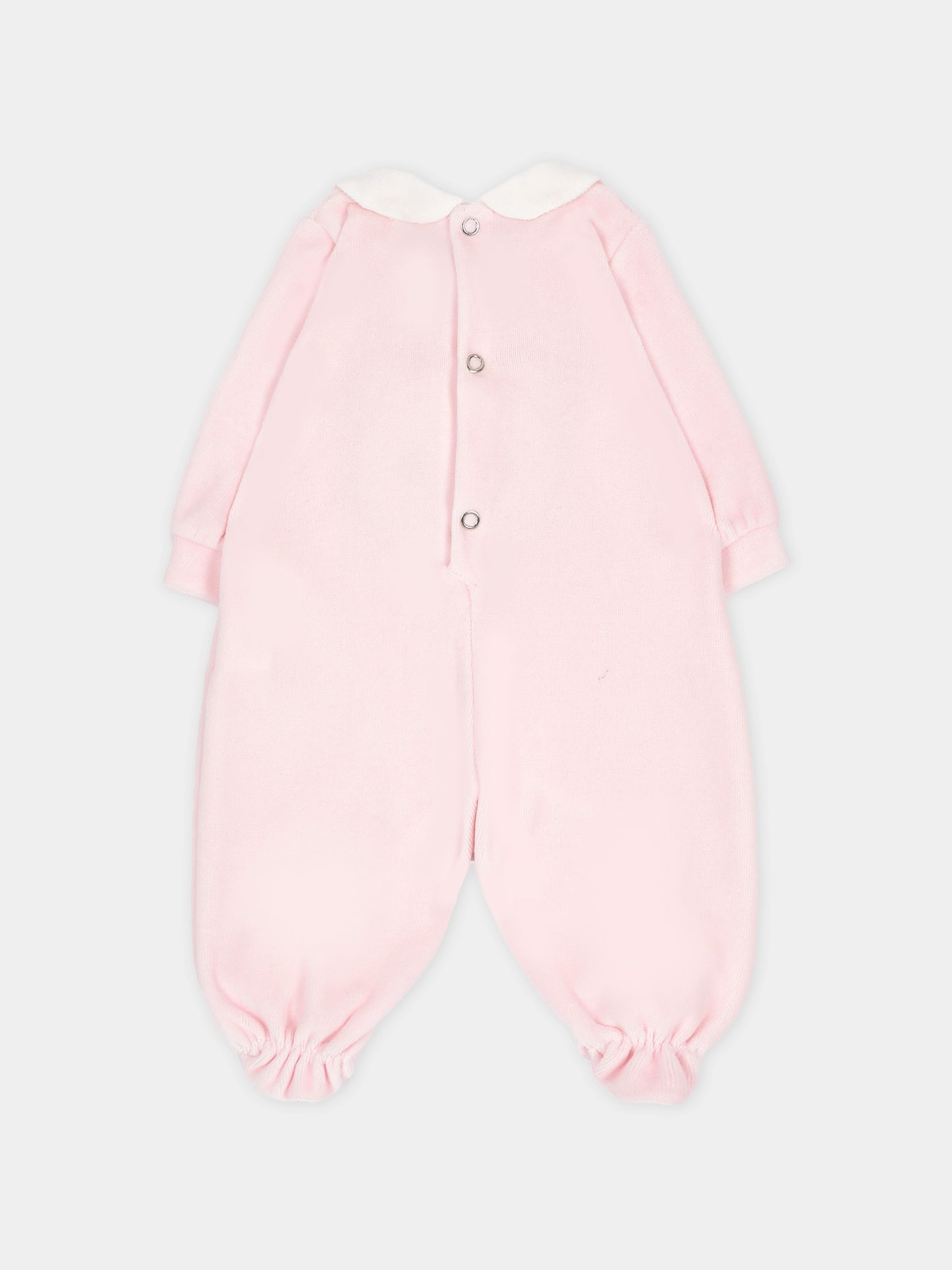 Tutina rosa per neonata con orsetto in ciniglia,Le Boo Beebè,CB040 30