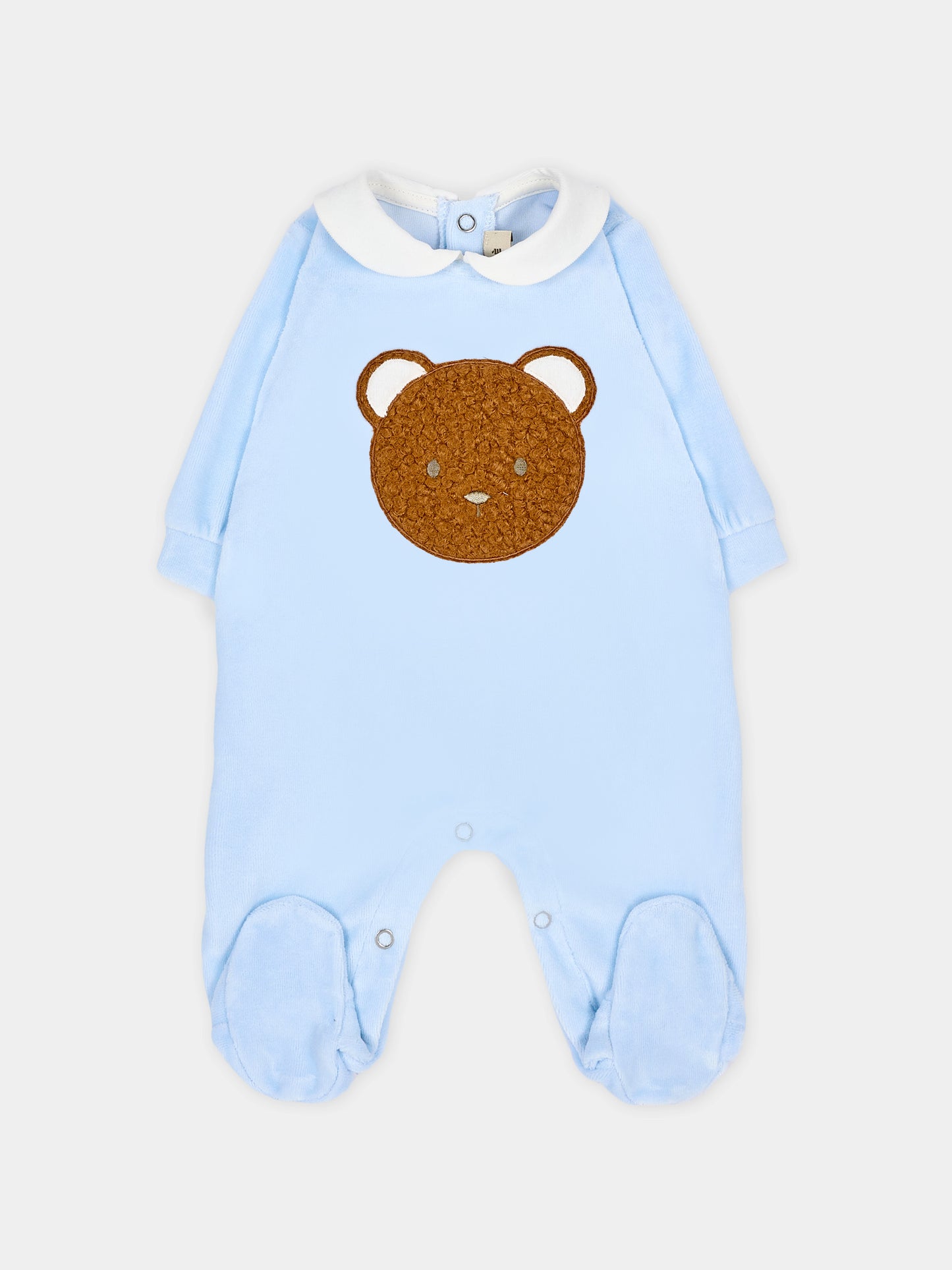 Tutina celeste per neonato con orsetto in ciniglia,Le Boo Beebè,CB040 40