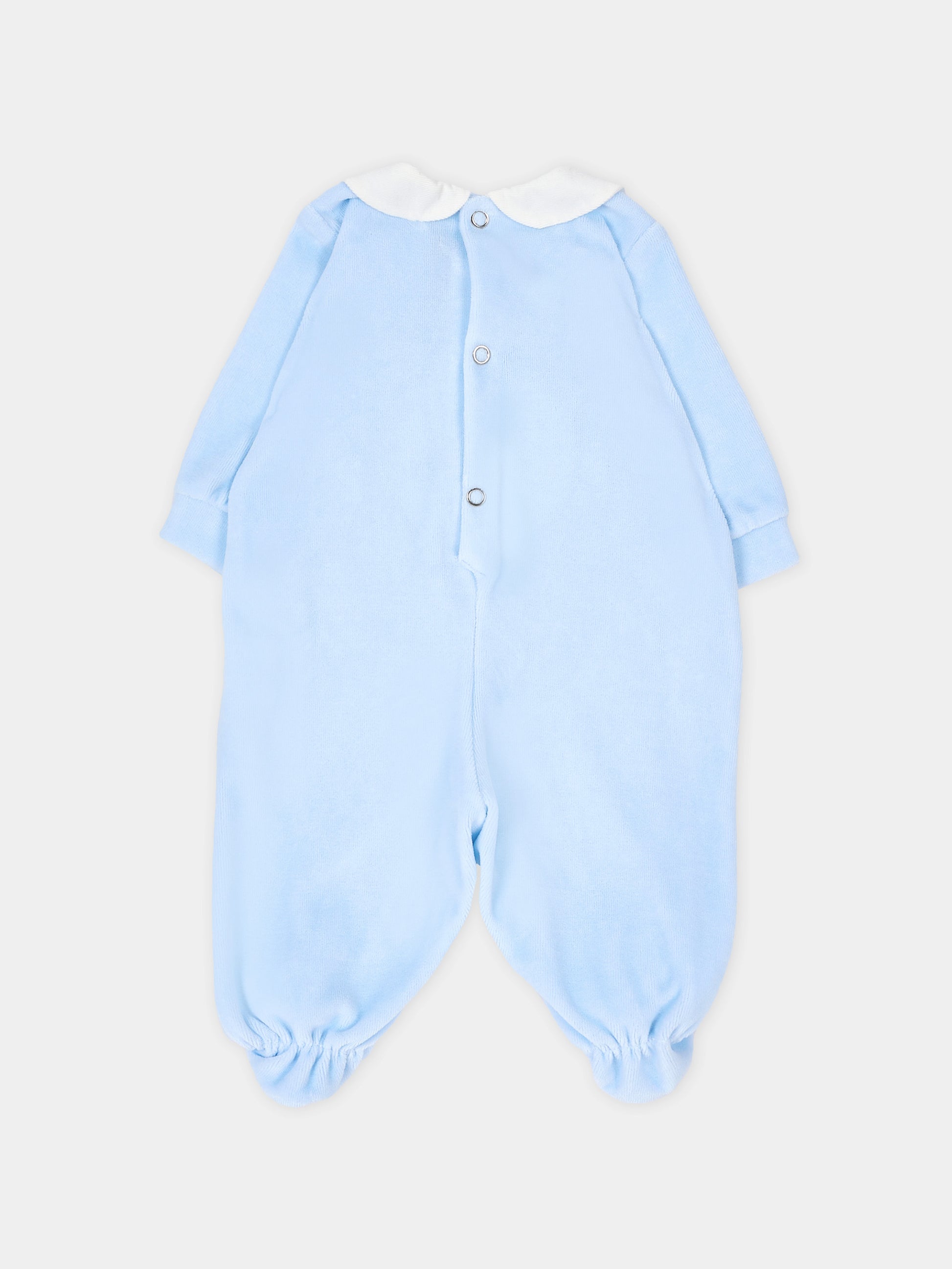 Tutina celeste per neonato con orsetto in ciniglia,Le Boo Beebè,CB040 40