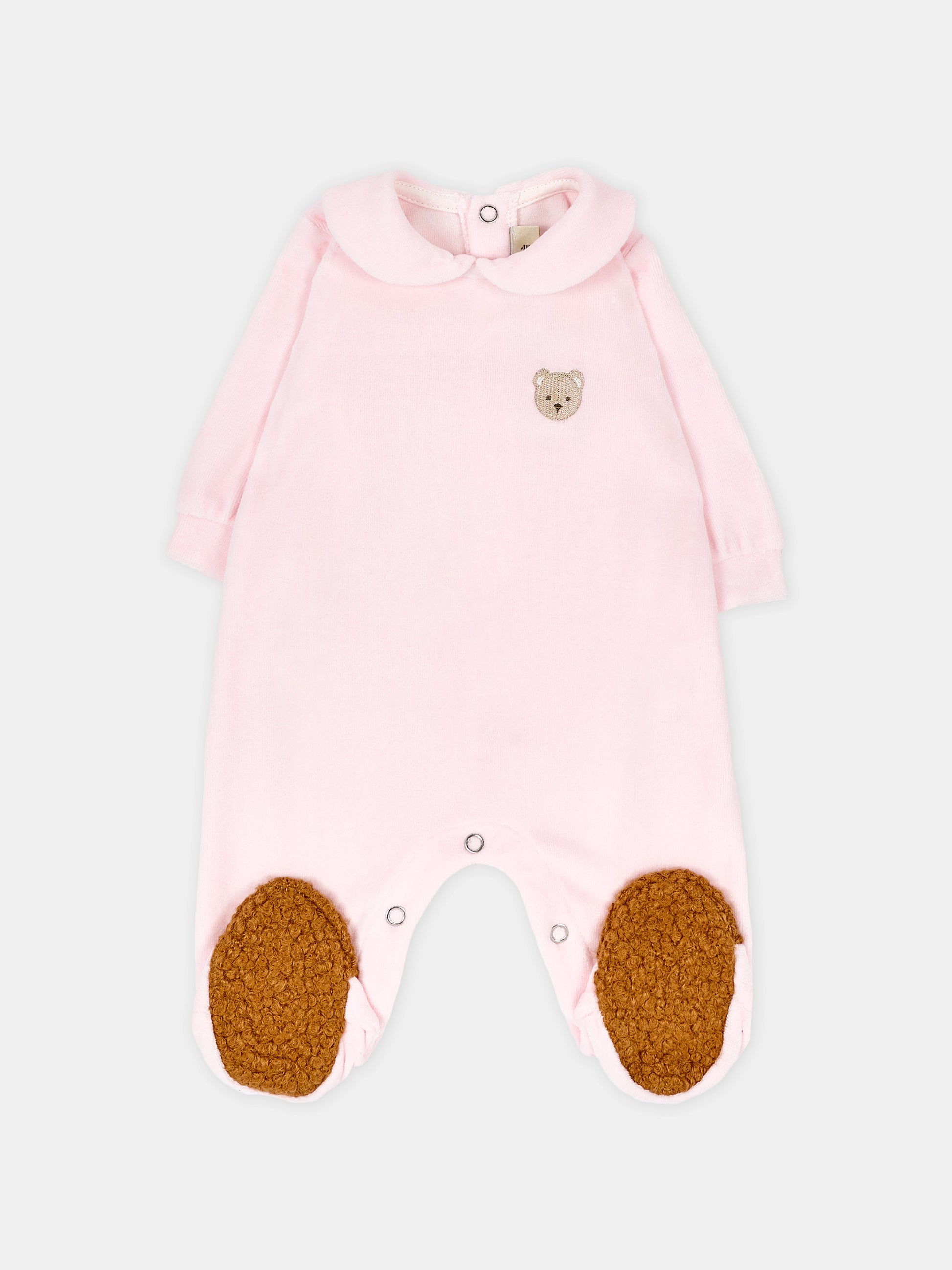 Tutina rosa per neonata con orsetto in ciniglia,Le Boo Beebè,CB041 30