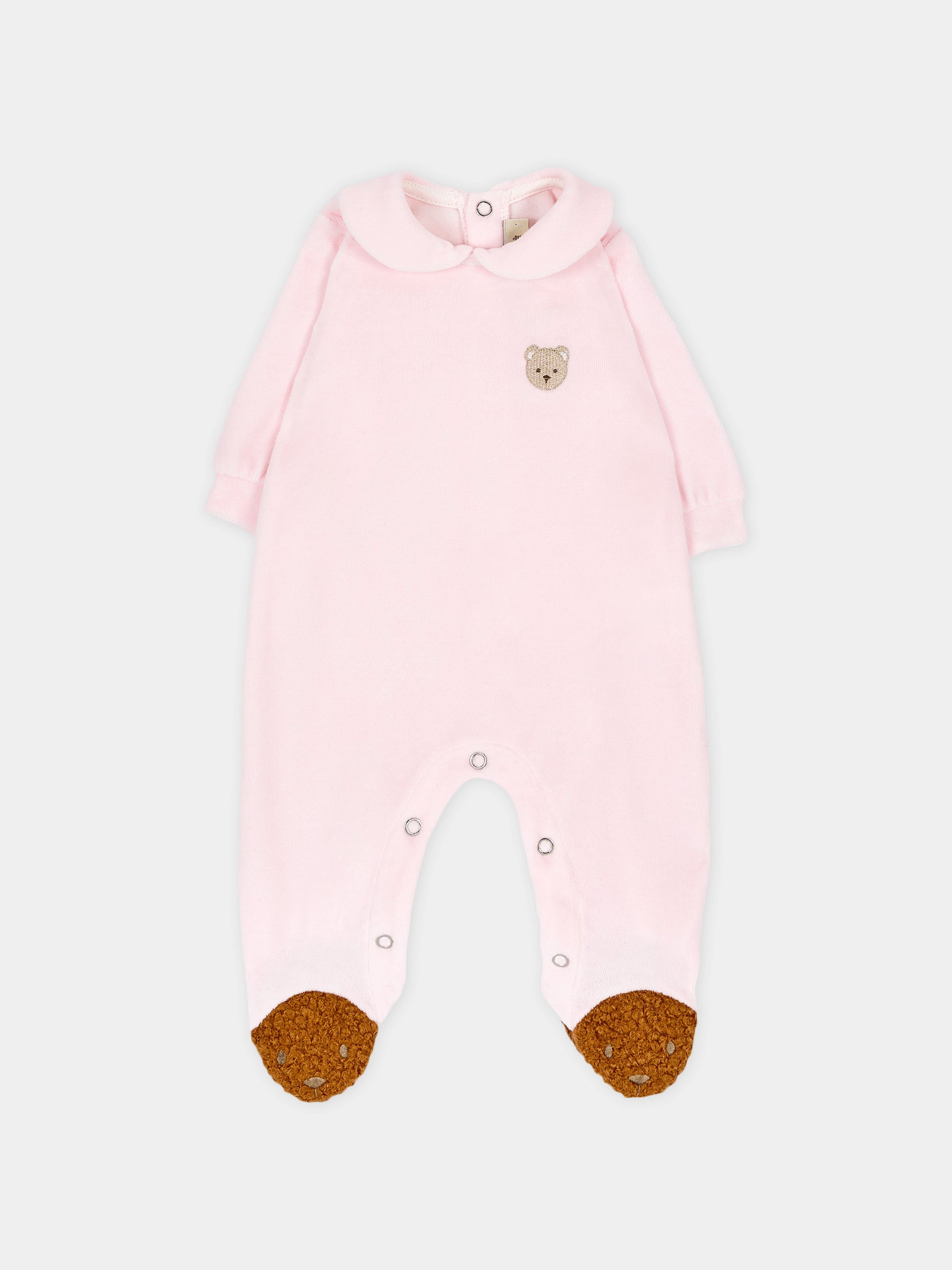 Tutina rosa per neonata con orsetto in ciniglia,Le Boo Beebè,CB041 30