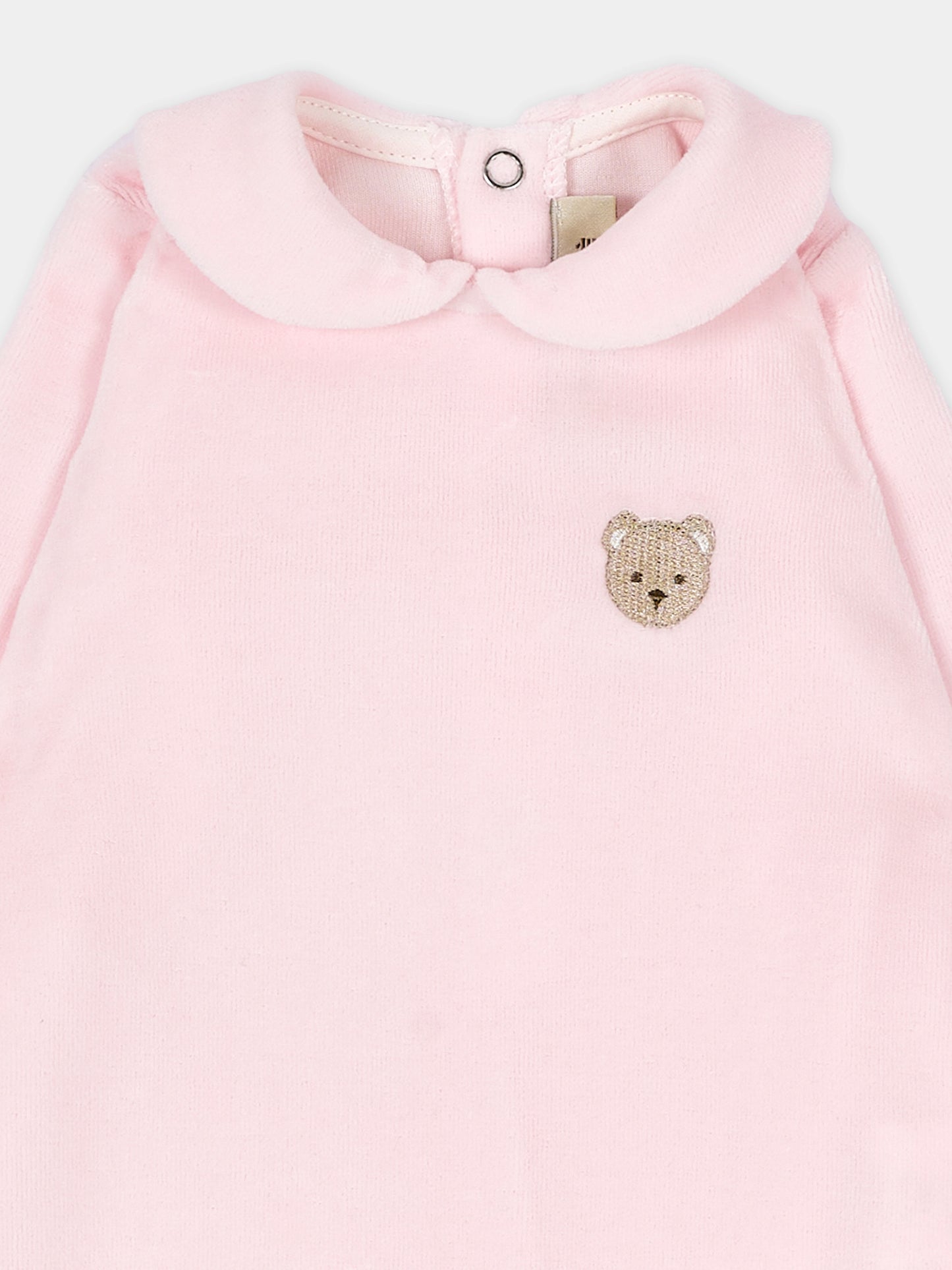 Tutina rosa per neonata con orsetto in ciniglia,Le Boo Beebè,CB041 30