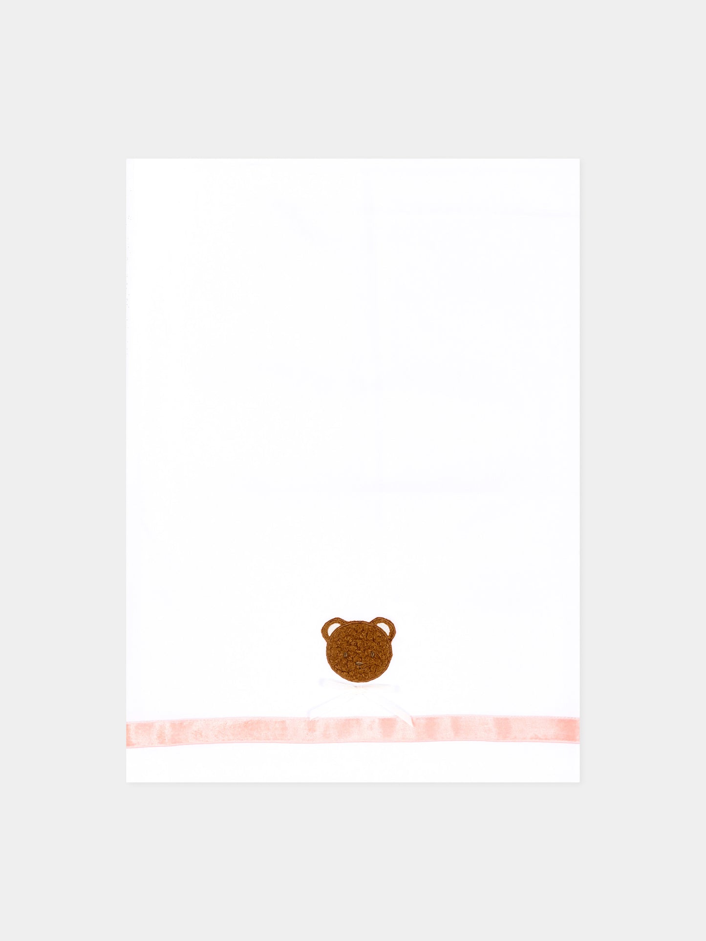 Lenzuola bianche per neonata con orsetto bouclé,Le Boo Beebè,CBL040 1030