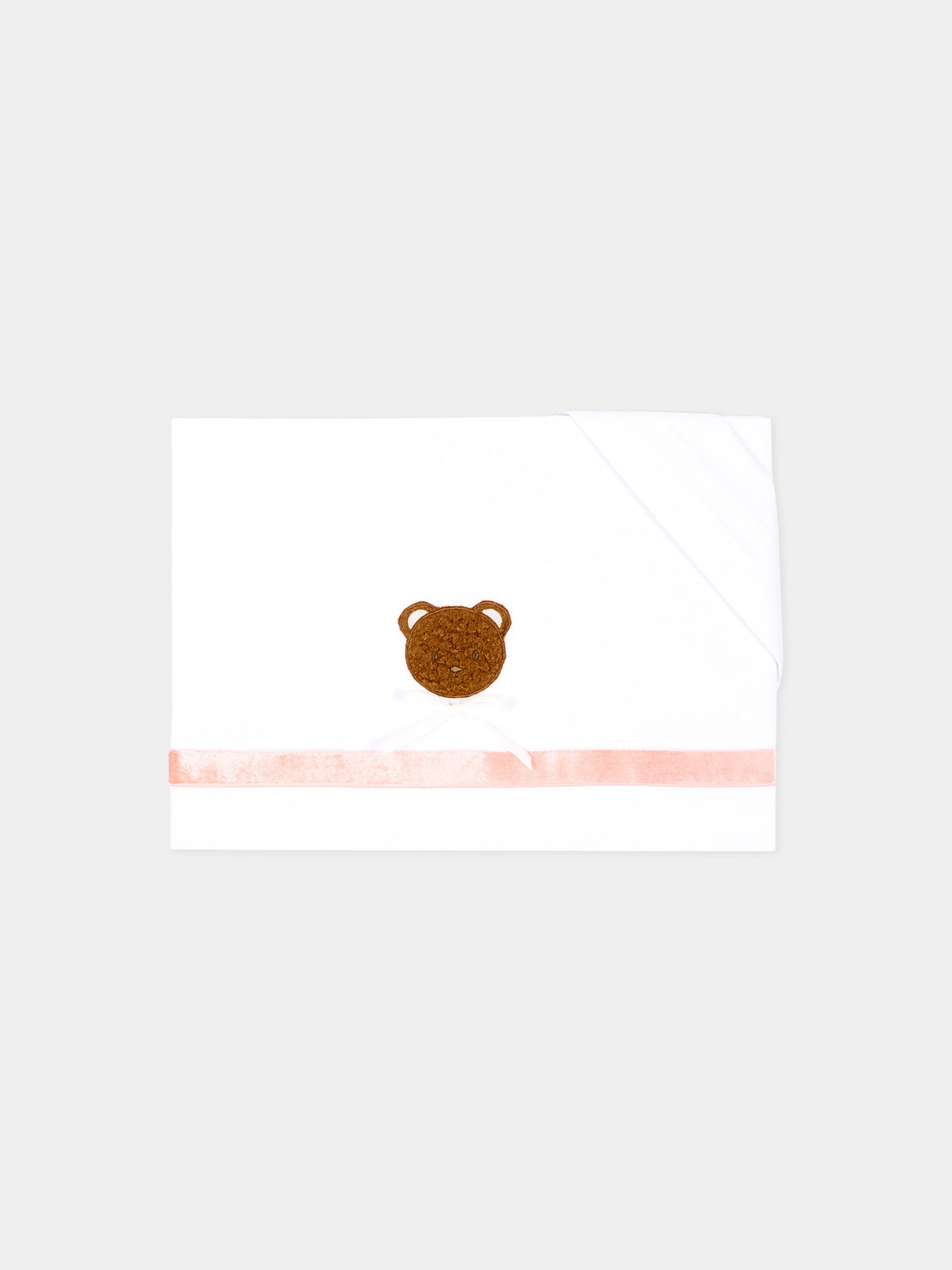 Lenzuola bianche per neonata con orsetto bouclé,Le Boo Beebè,CBL040 1030