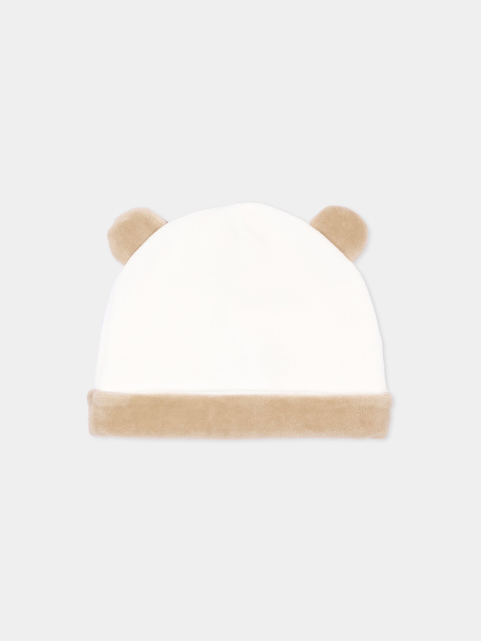 Cappello avorio per neonati in ciniglia con orecchie,Le Boo Beebè,CCB040 21