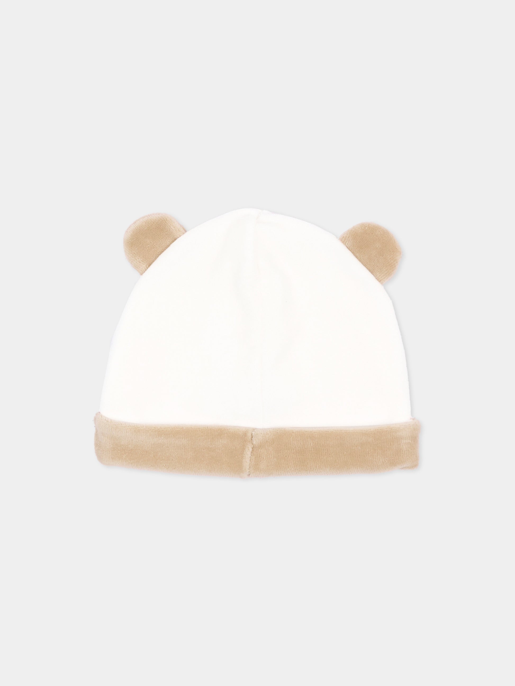 Cappello avorio per neonati in ciniglia con orecchie,Le Boo Beebè,CCB040 21