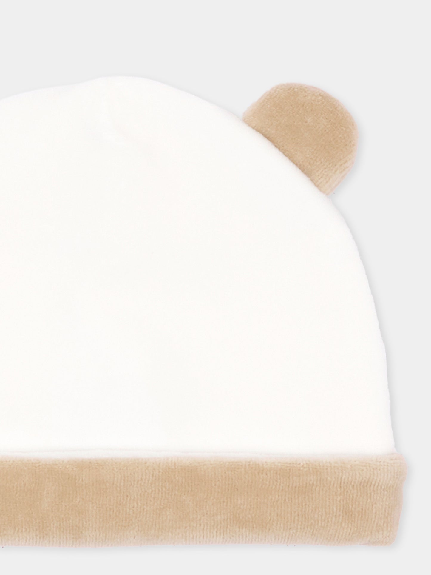 Cappello avorio per neonati in ciniglia con orecchie,Le Boo Beebè,CCB040 21