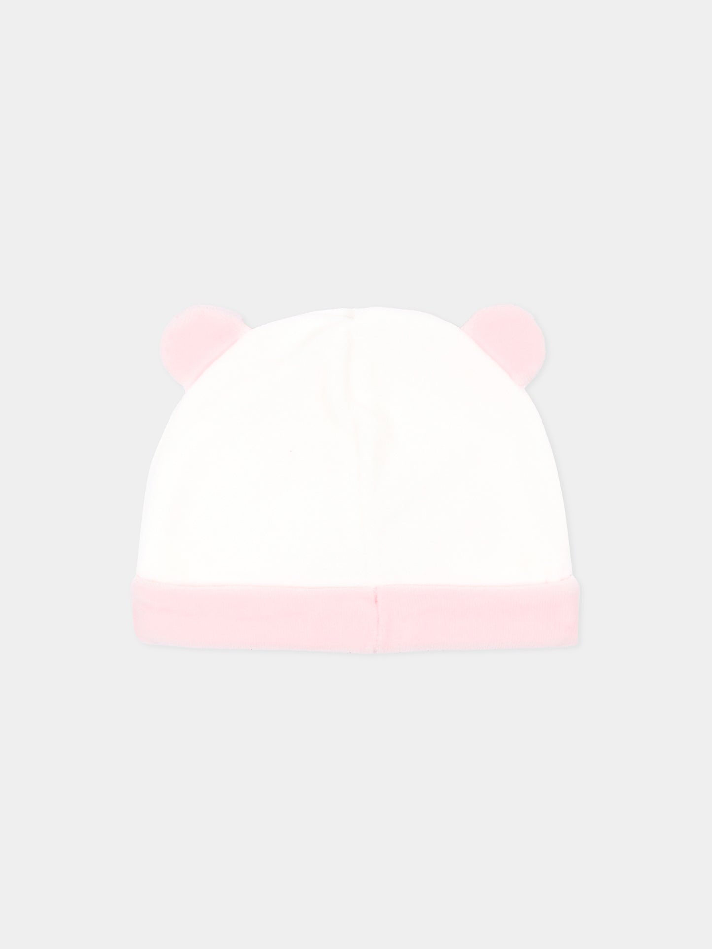Cappello avorio per neonata in ciniglia con orecchie,Le Boo Beebè,CCB040 30