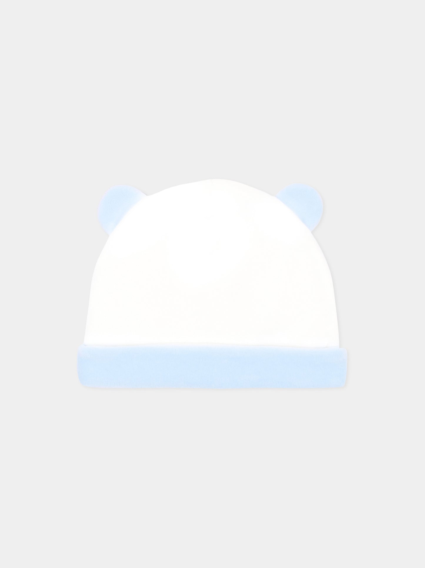 Cappello celeste per neonato in ciniglia con orecchie,Le Boo Beebè,CCB040 40