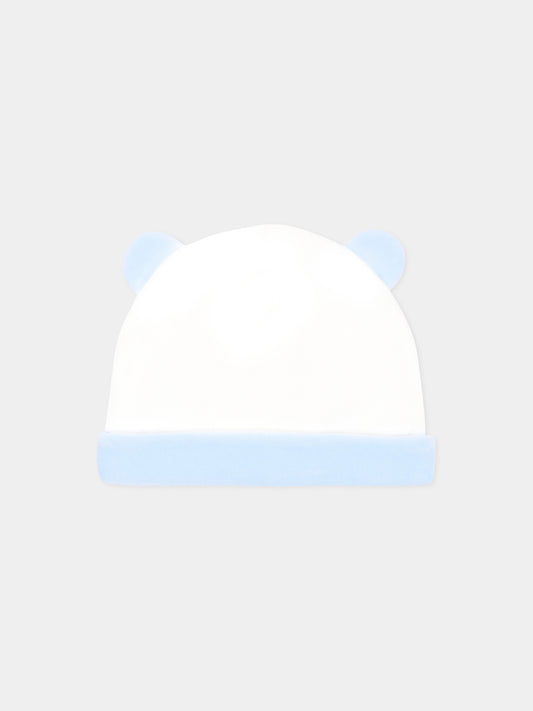 Cappello celeste per neonato in ciniglia con orecchie,Le Boo Beebè,CCB040 40